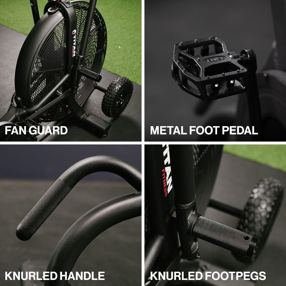 Titan Fitness Fan Bike, Indoor/Outdoor Cycling Exercise Bike with LCD Screen, Stationary Bike for Home Gym, Exercise and Cardio Workout Equipment, Black, 111 LB