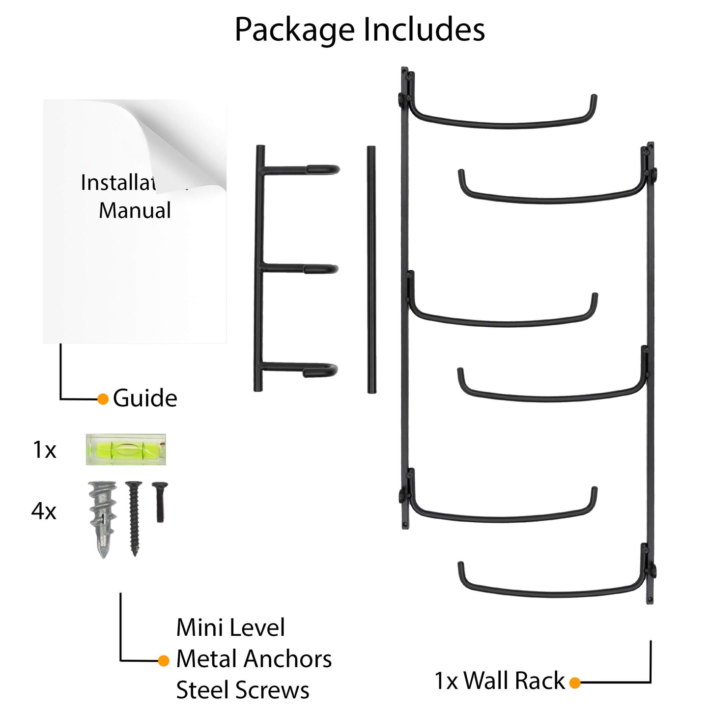 Wallniture Guru Wall Mount Yoga Mat Foam Roller and Towel Rack with 3 Hooks for Hanging Yoga Strap and Resistance Bands, 3-Sectional Metal