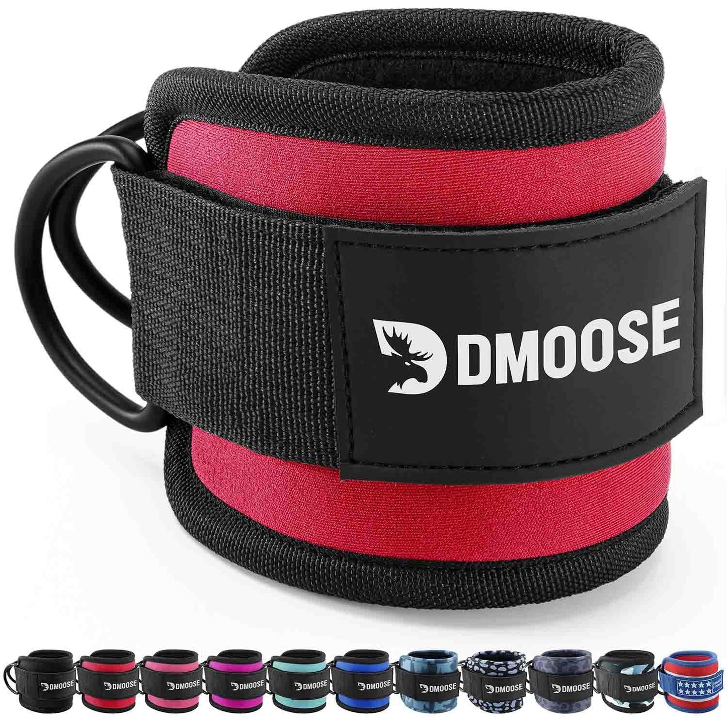 DMoose Fitness Ankle Straps for Cable Machines - One Size Fit with Premium Padding, Glute Kickback Ankle Strap for Women & Men, Cable Attachments for Gym, Booty Workouts, Leg Extension & Hip Abductors
