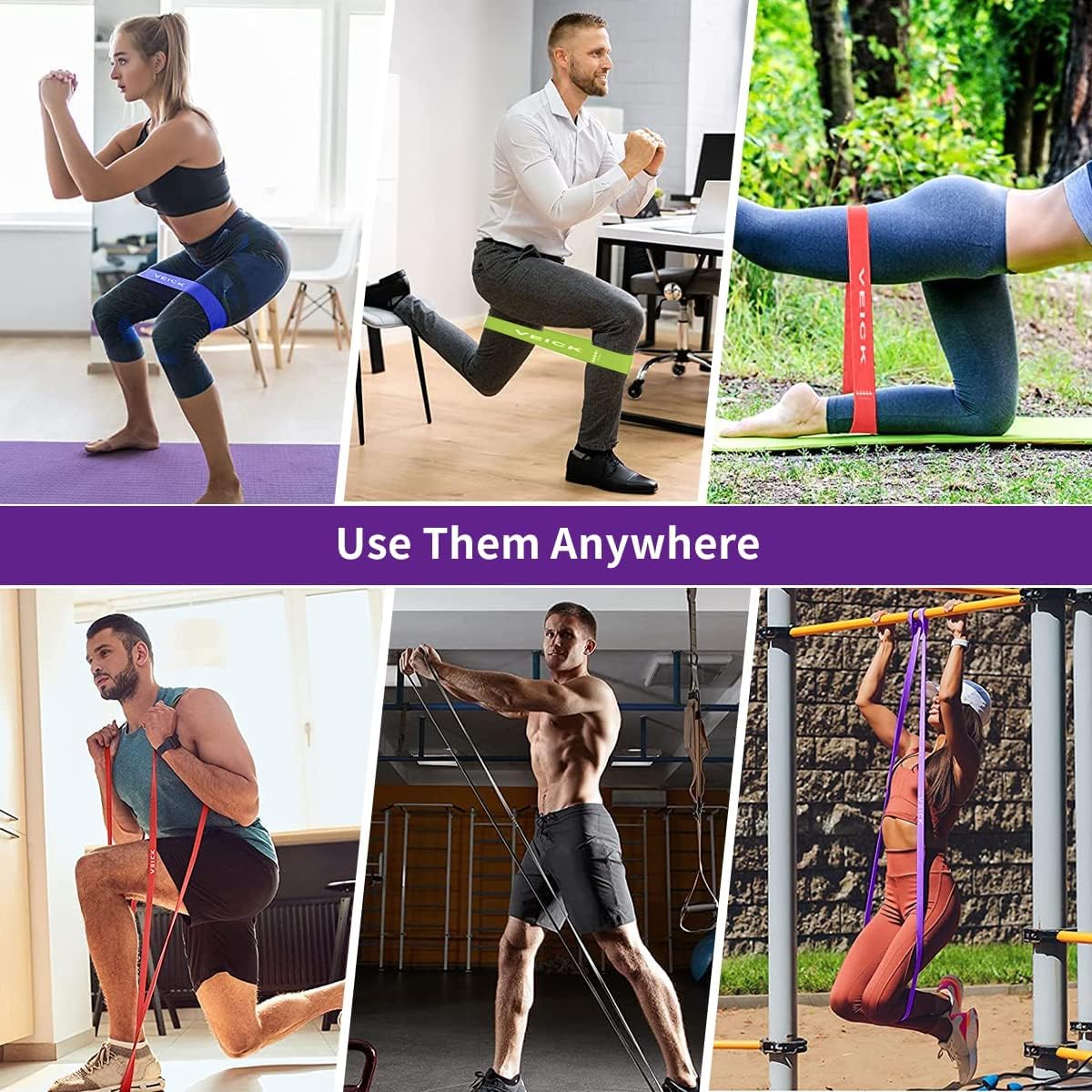 VEICK Resistance Bands for Working Out, Exercise Bands, Workout Bands, Pull Up Assistance Bands, Long Heavy Stretch Bands Set for Men and Women, Power Weight Gym at Home Fitness Equipment