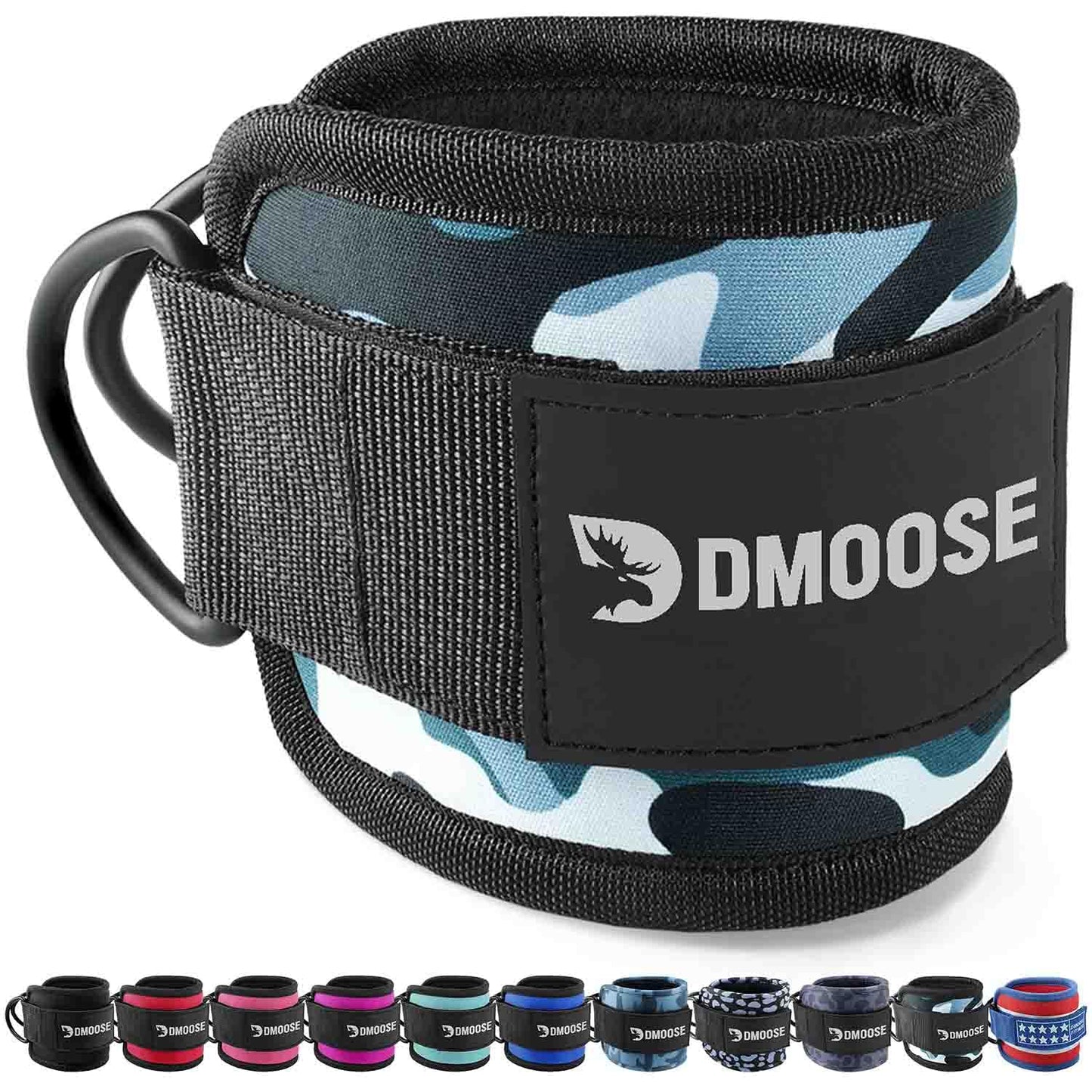 DMoose Fitness Ankle Straps for Cable Machines - One Size Fit with Premium Padding, Glute Kickback Ankle Strap for Women & Men, Cable Attachments for Gym, Booty Workouts, Leg Extension & Hip Abductors