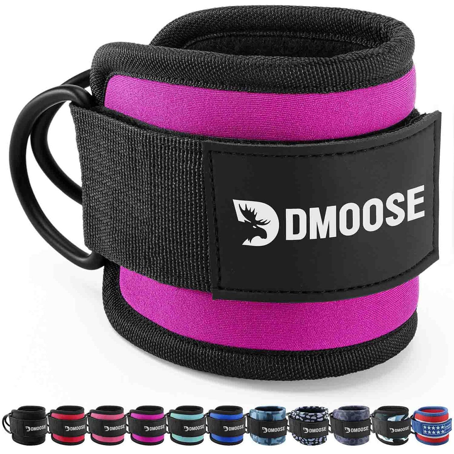 DMoose Fitness Ankle Straps for Cable Machines - One Size Fit with Premium Padding, Glute Kickback Ankle Strap for Women & Men, Cable Attachments for Gym, Booty Workouts, Leg Extension & Hip Abductors