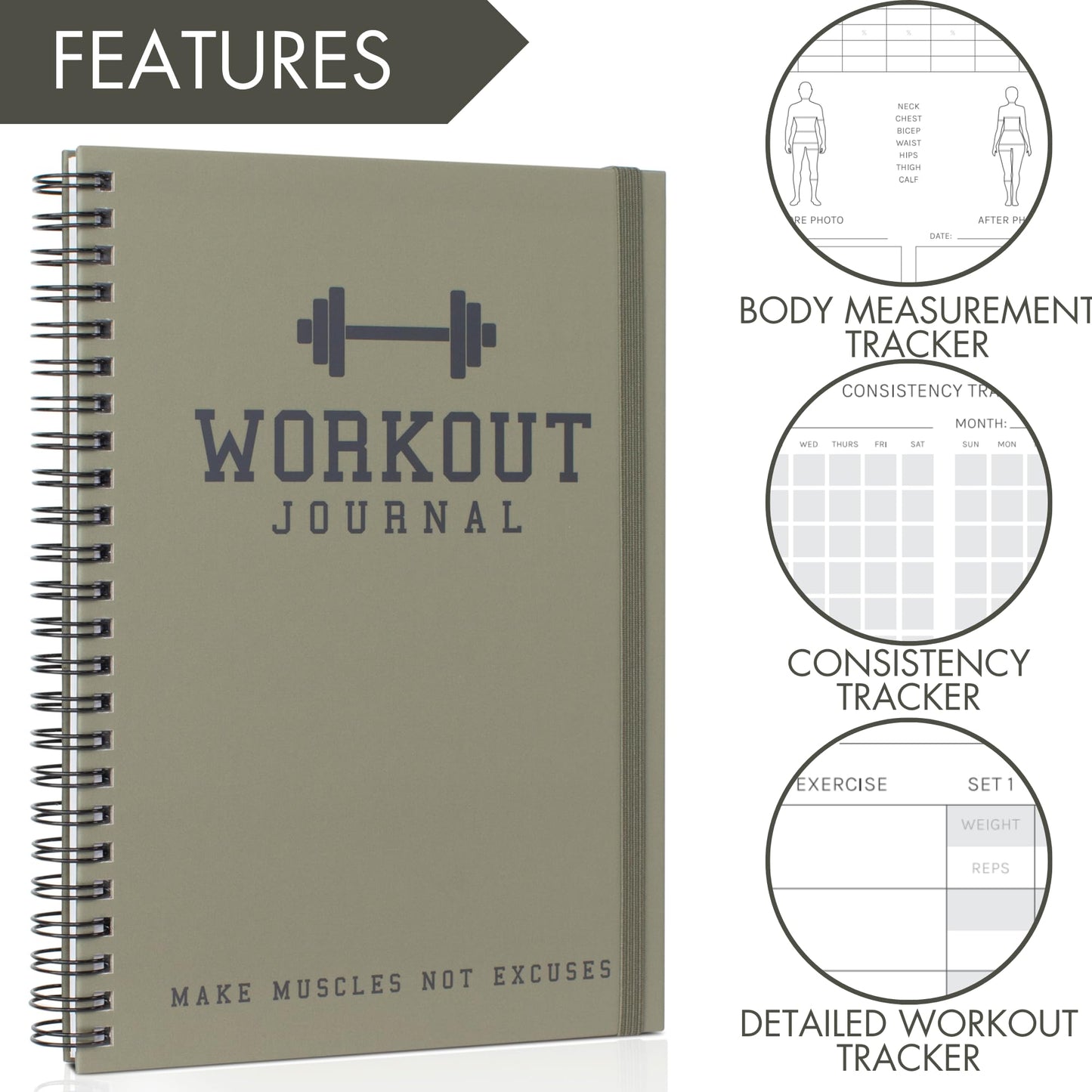 The Ultimate Fitness Journal for Tracking and Crushing Your Gym Goals - Detailed Workout Planner & Log Book For Men and Women - Great Gym Accessories With Calendar, Nutrition & Progress Tracker