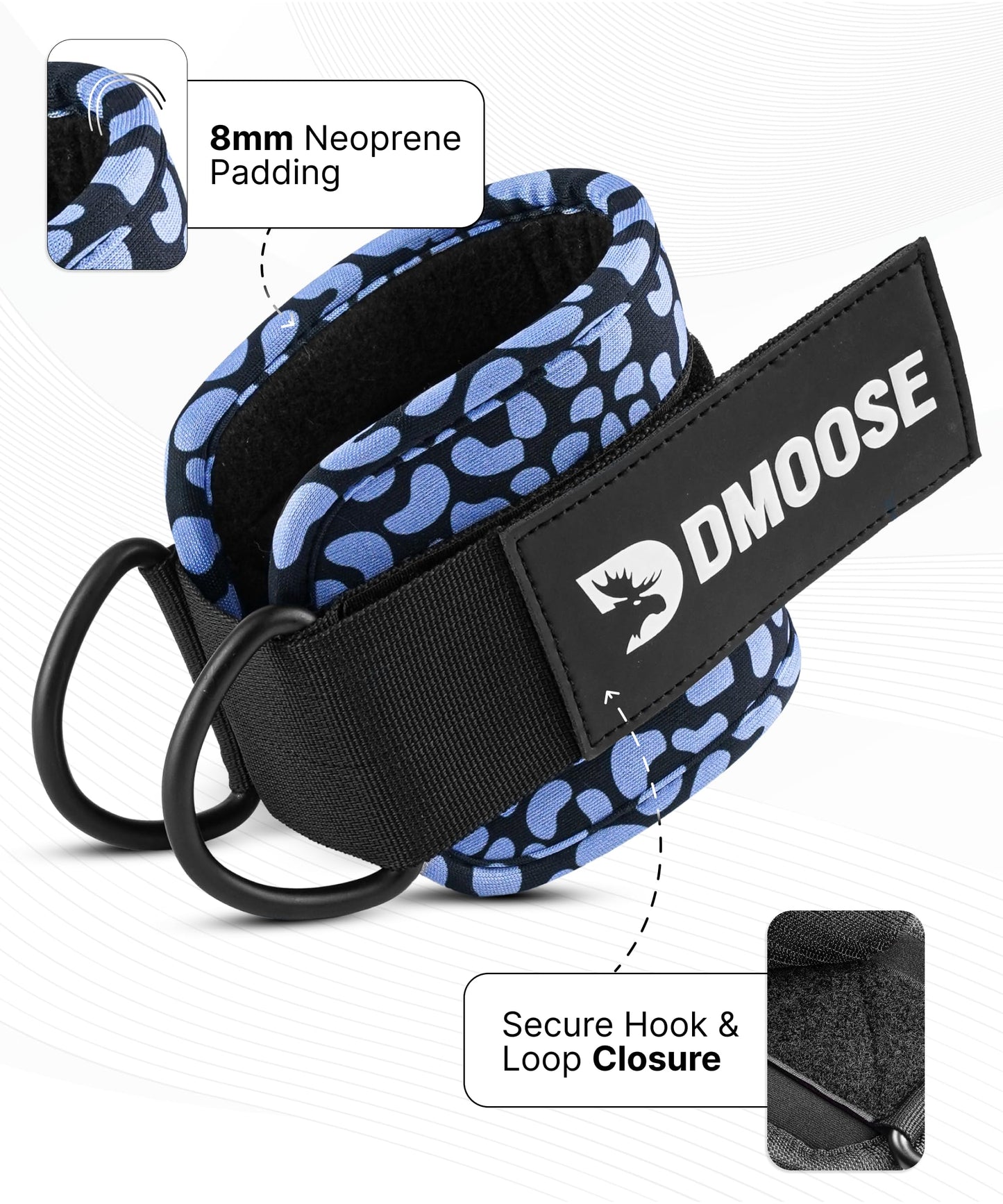 DMoose Fitness Ankle Straps for Cable Machines - One Size Fit with Premium Padding, Glute Kickback Ankle Strap for Women & Men, Cable Attachments for Gym, Booty Workouts, Leg Extension & Hip Abductors
