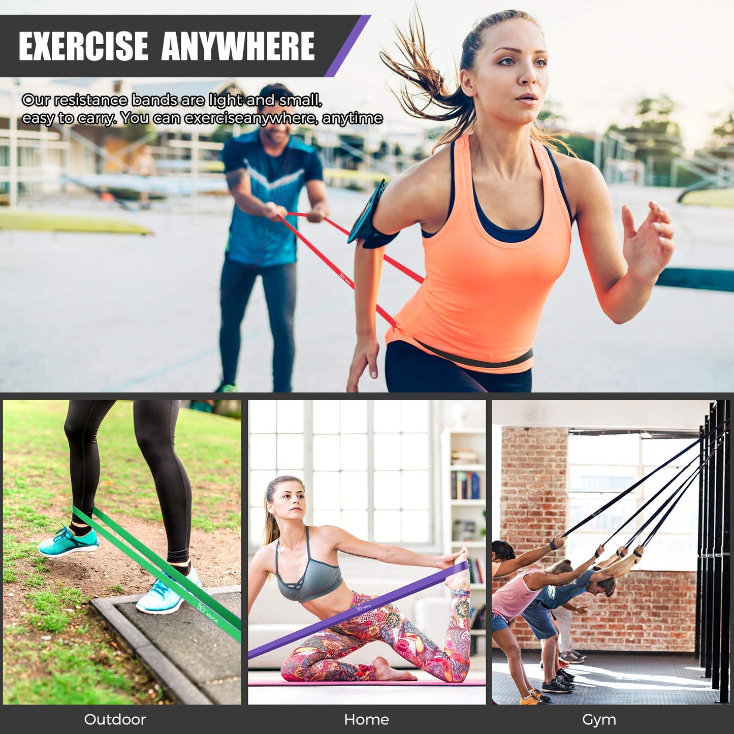 VEICK Resistance Bands for Working Out, Exercise Bands, Workout Bands, Pull Up Assistance Bands, Long Heavy Stretch Bands Set for Men and Women, Power Weight Gym at Home Fitness Equipment