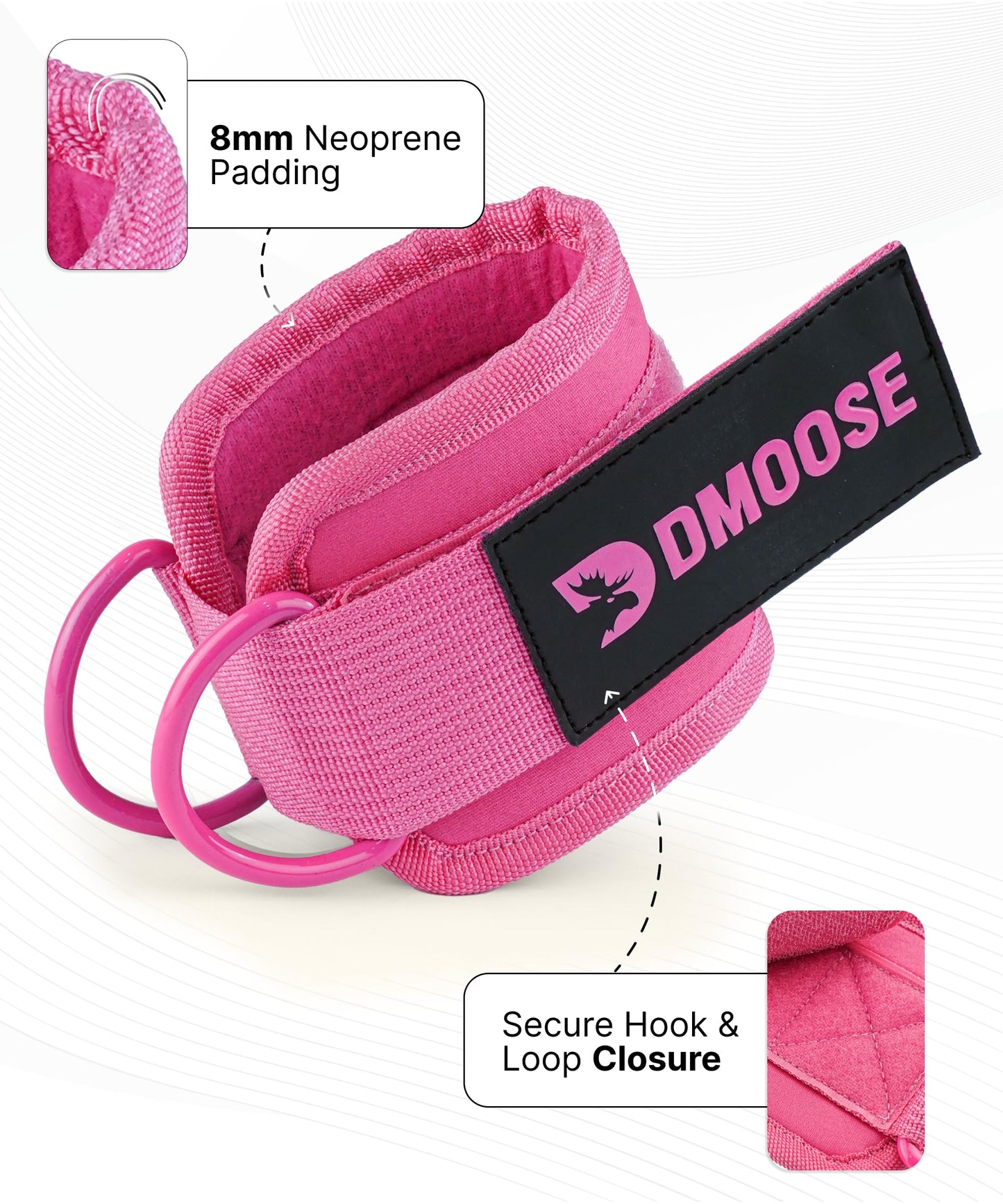 DMoose Fitness Ankle Straps for Cable Machines - One Size Fit with Premium Padding, Glute Kickback Ankle Strap for Women & Men, Cable Attachments for Gym, Booty Workouts, Leg Extension & Hip Abductors