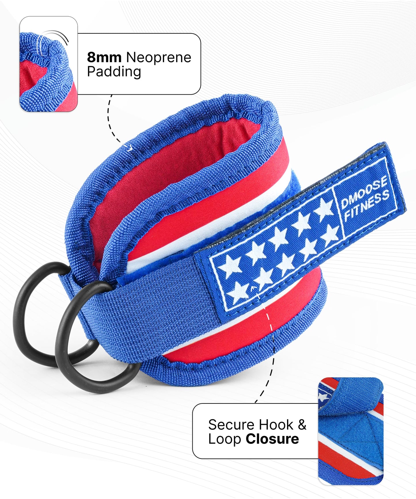 DMoose Fitness Ankle Straps for Cable Machines - One Size Fit with Premium Padding, Glute Kickback Ankle Strap for Women & Men, Cable Attachments for Gym, Booty Workouts, Leg Extension & Hip Abductors