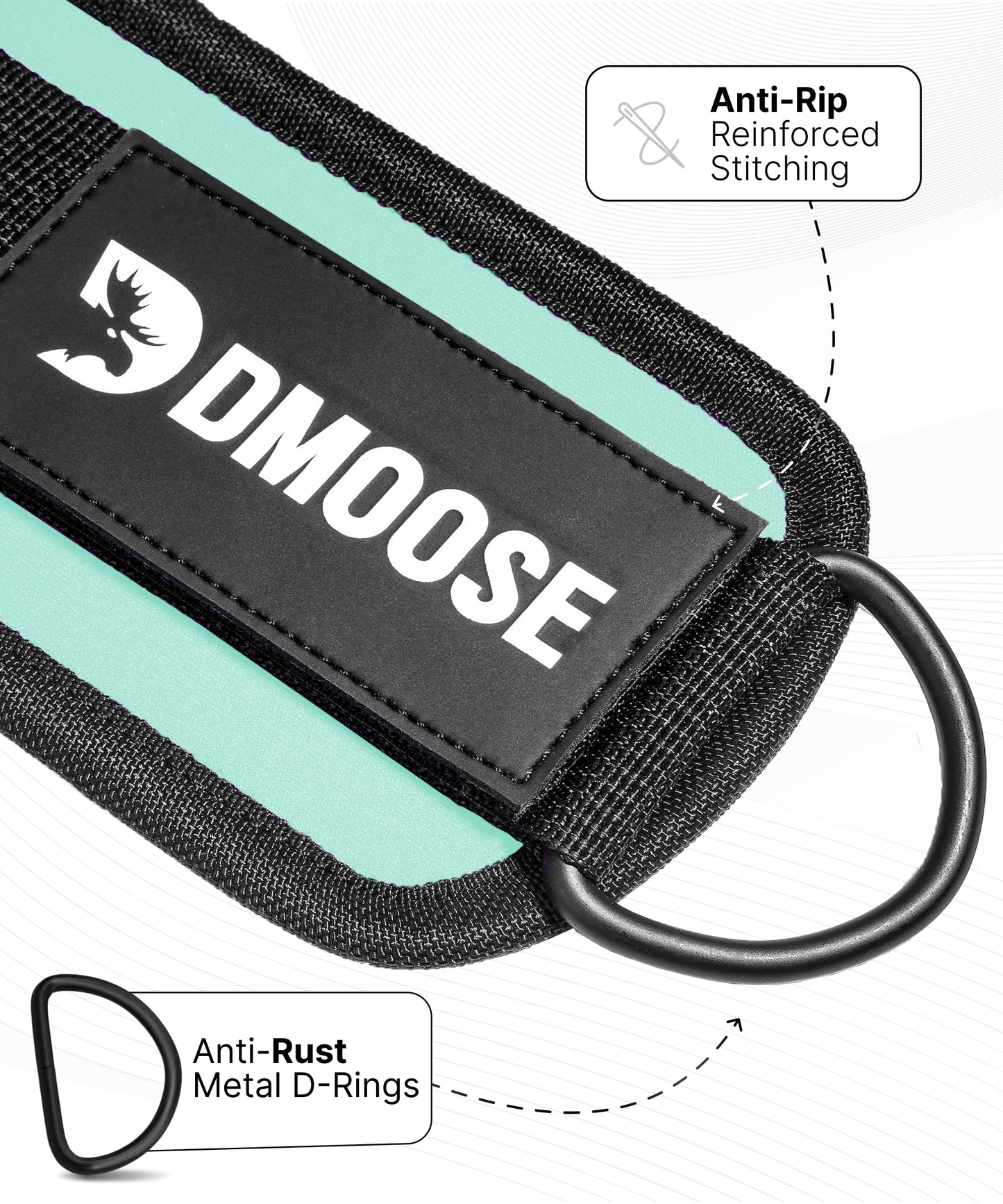 DMoose Fitness Ankle Straps for Cable Machines - One Size Fit with Premium Padding, Glute Kickback Ankle Strap for Women & Men, Cable Attachments for Gym, Booty Workouts, Leg Extension & Hip Abductors