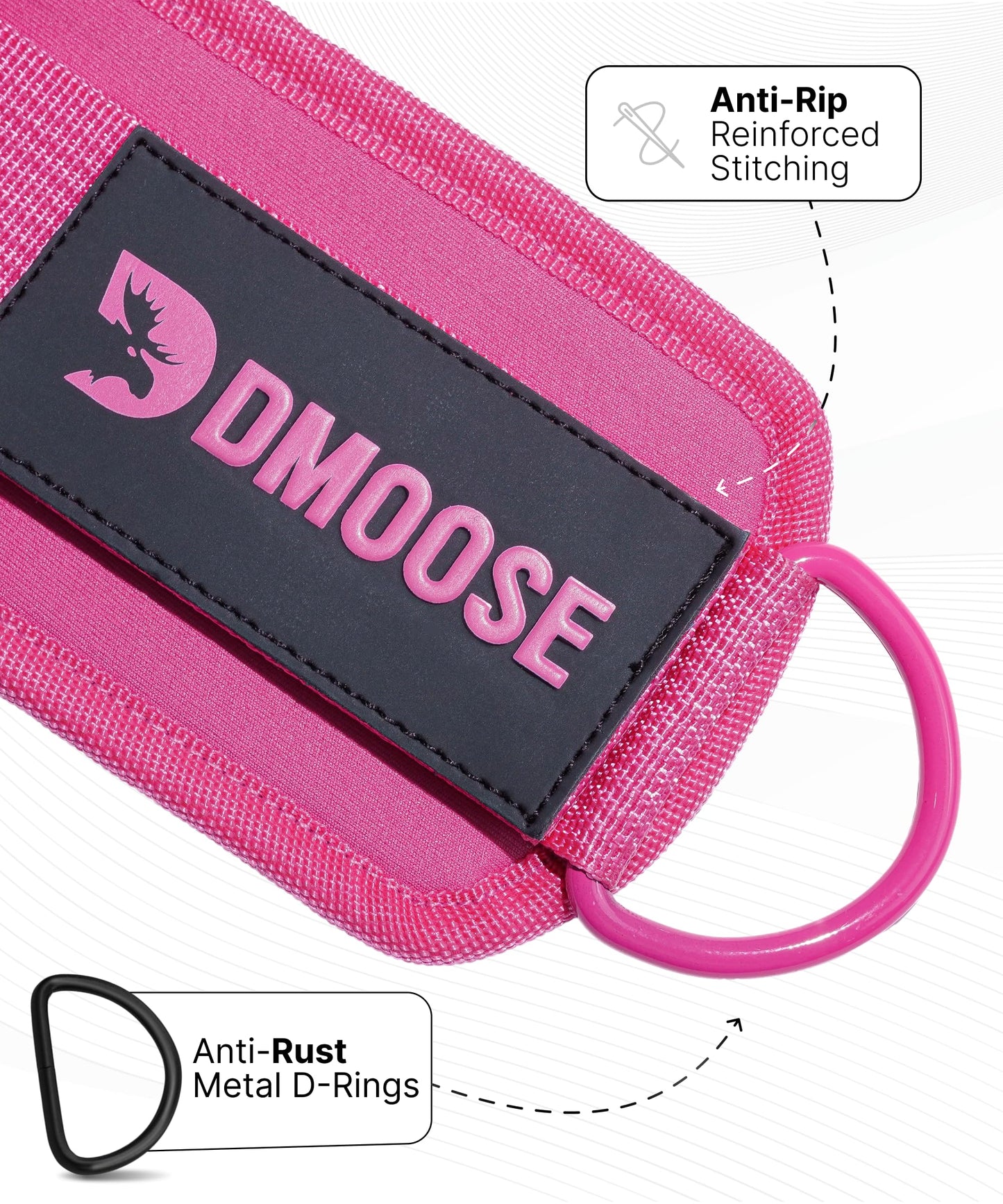DMoose Fitness Ankle Straps for Cable Machines - One Size Fit with Premium Padding, Glute Kickback Ankle Strap for Women & Men, Cable Attachments for Gym, Booty Workouts, Leg Extension & Hip Abductors