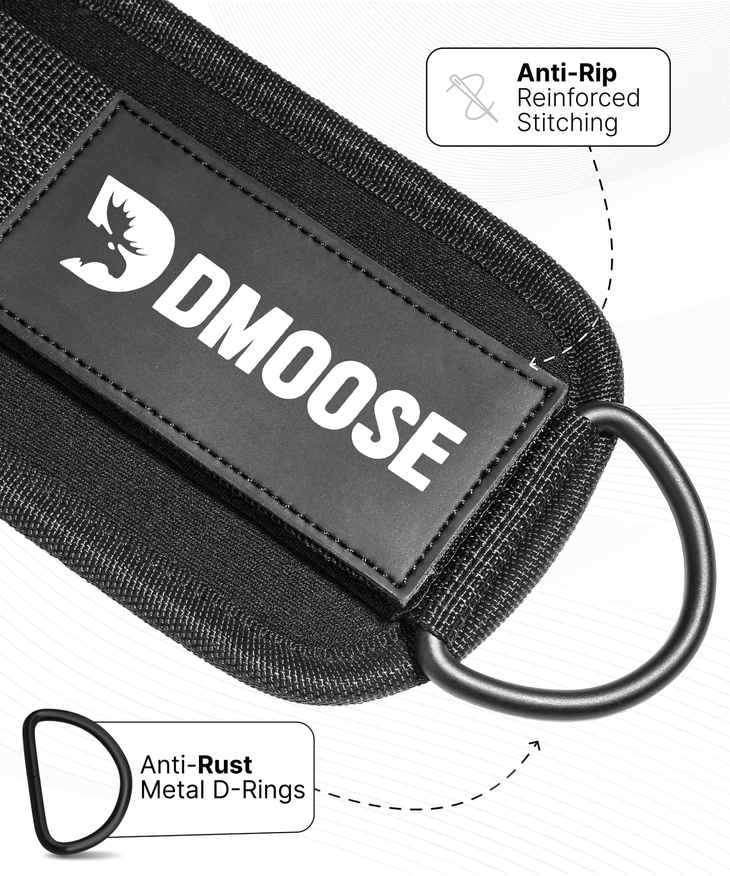 DMoose Fitness Ankle Straps for Cable Machines - One Size Fit with Premium Padding, Glute Kickback Ankle Strap for Women & Men, Cable Attachments for Gym, Booty Workouts, Leg Extension & Hip Abductors