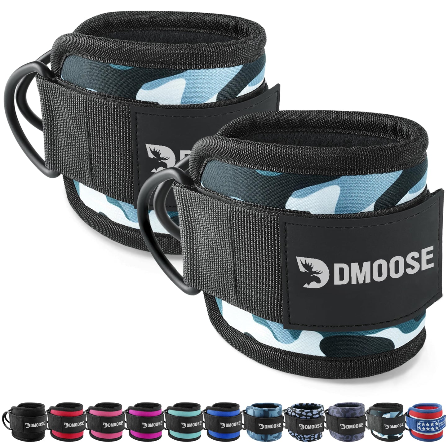 DMoose Fitness Ankle Straps for Cable Machines - One Size Fit with Premium Padding, Glute Kickback Ankle Strap for Women & Men, Cable Attachments for Gym, Booty Workouts, Leg Extension & Hip Abductors
