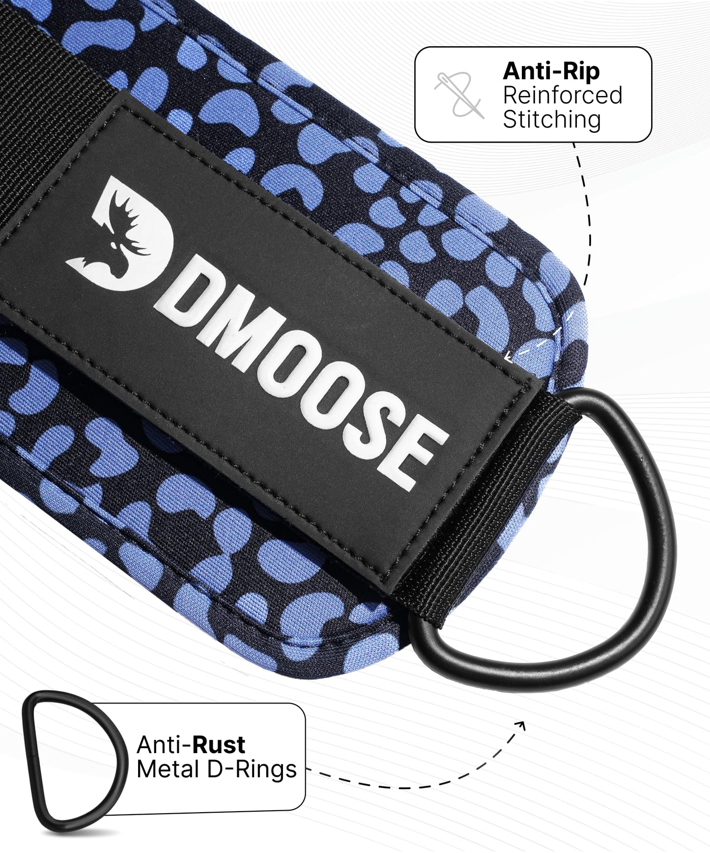 DMoose Fitness Ankle Straps for Cable Machines - One Size Fit with Premium Padding, Glute Kickback Ankle Strap for Women & Men, Cable Attachments for Gym, Booty Workouts, Leg Extension & Hip Abductors