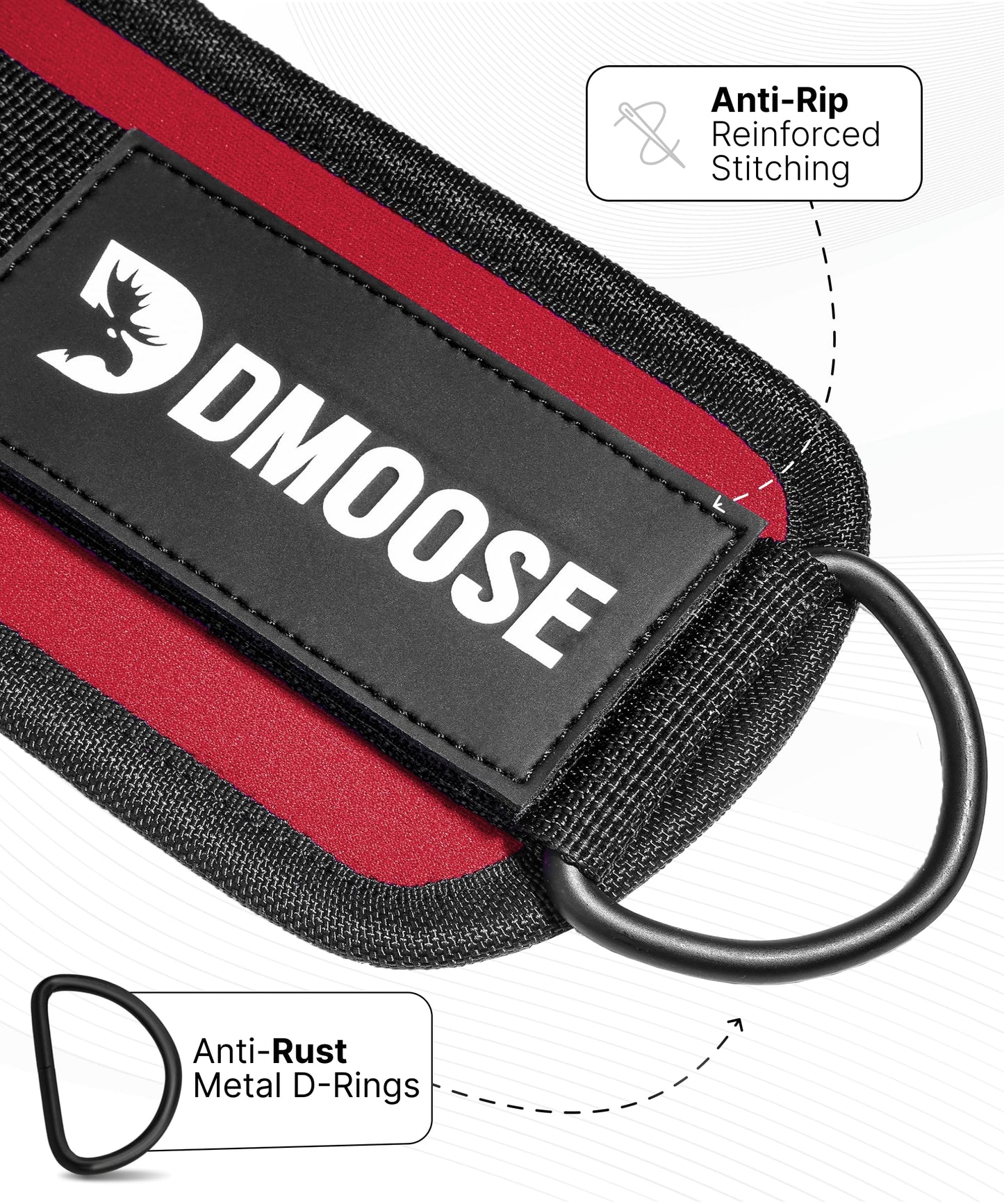 DMoose Fitness Ankle Straps for Cable Machines - One Size Fit with Premium Padding, Glute Kickback Ankle Strap for Women & Men, Cable Attachments for Gym, Booty Workouts, Leg Extension & Hip Abductors
