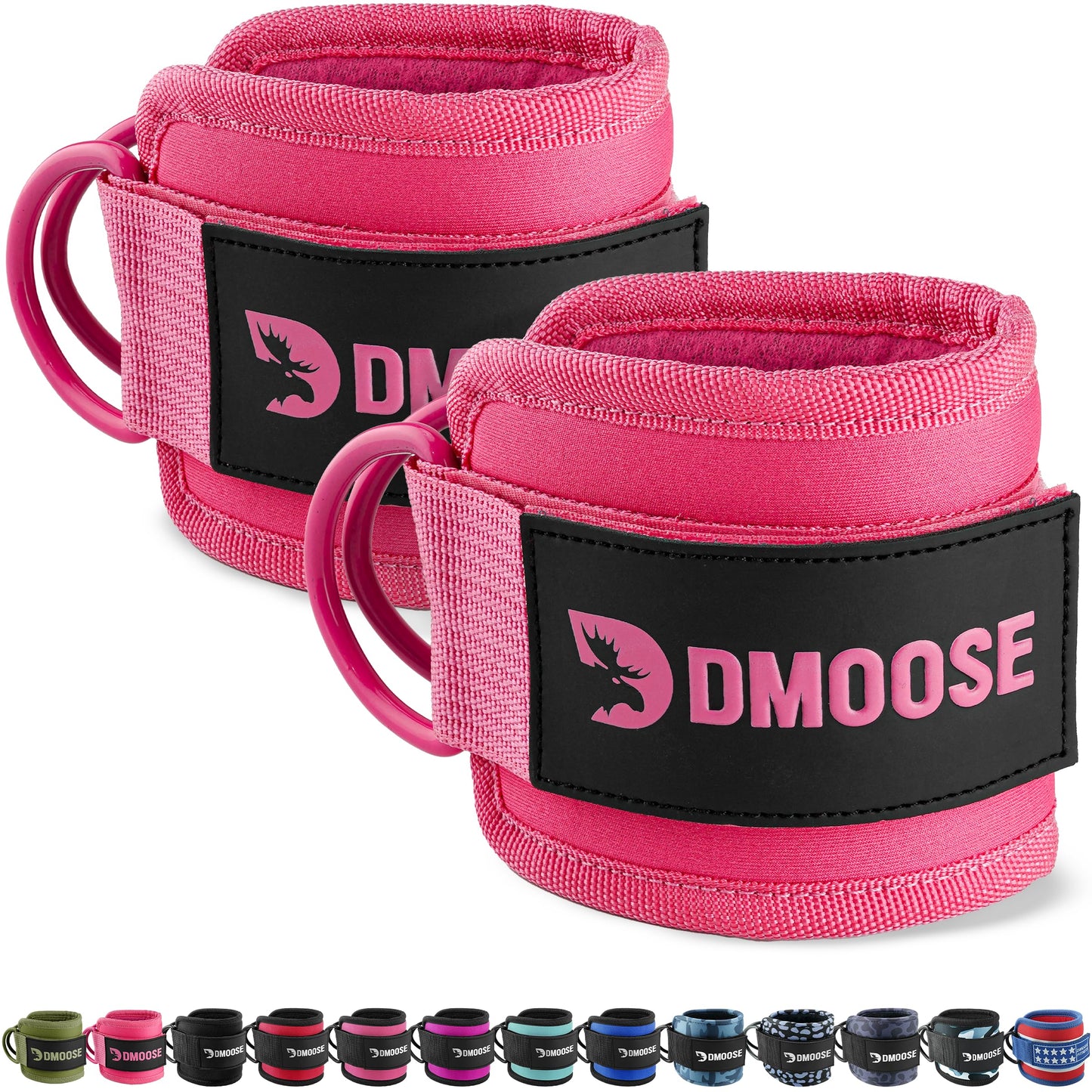 DMoose Fitness Ankle Straps for Cable Machines - One Size Fit with Premium Padding, Glute Kickback Ankle Strap for Women & Men, Cable Attachments for Gym, Booty Workouts, Leg Extension & Hip Abductors