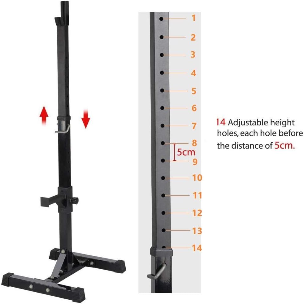 Yaheetech Pair of Adjustable Squat Rack Standard 44-70 Inch Barbell Rack Solid Steel Squat Stands Bench Press Rack Home Gym Portable Dumbbell Racks Stands