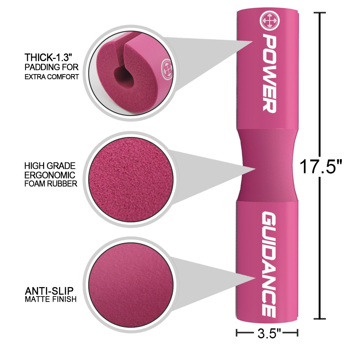 POWER GUIDANCE Barbell Squat Pad - Neck & Shoulder Protective Pad - Great for Squats, Lunges, Hip Thrusts, Weight Lifting & More - Fit Standard and Olympic Bars Perfectly