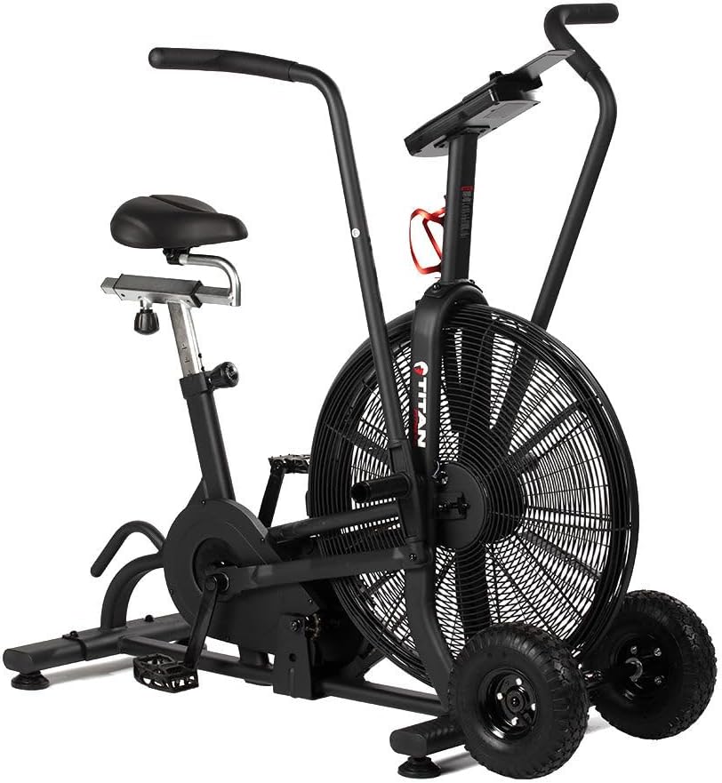 Titan Fitness Fan Bike, Indoor/Outdoor Cycling Exercise Bike with LCD Screen, Stationary Bike for Home Gym, Exercise and Cardio Workout Equipment, Black, 111 LB