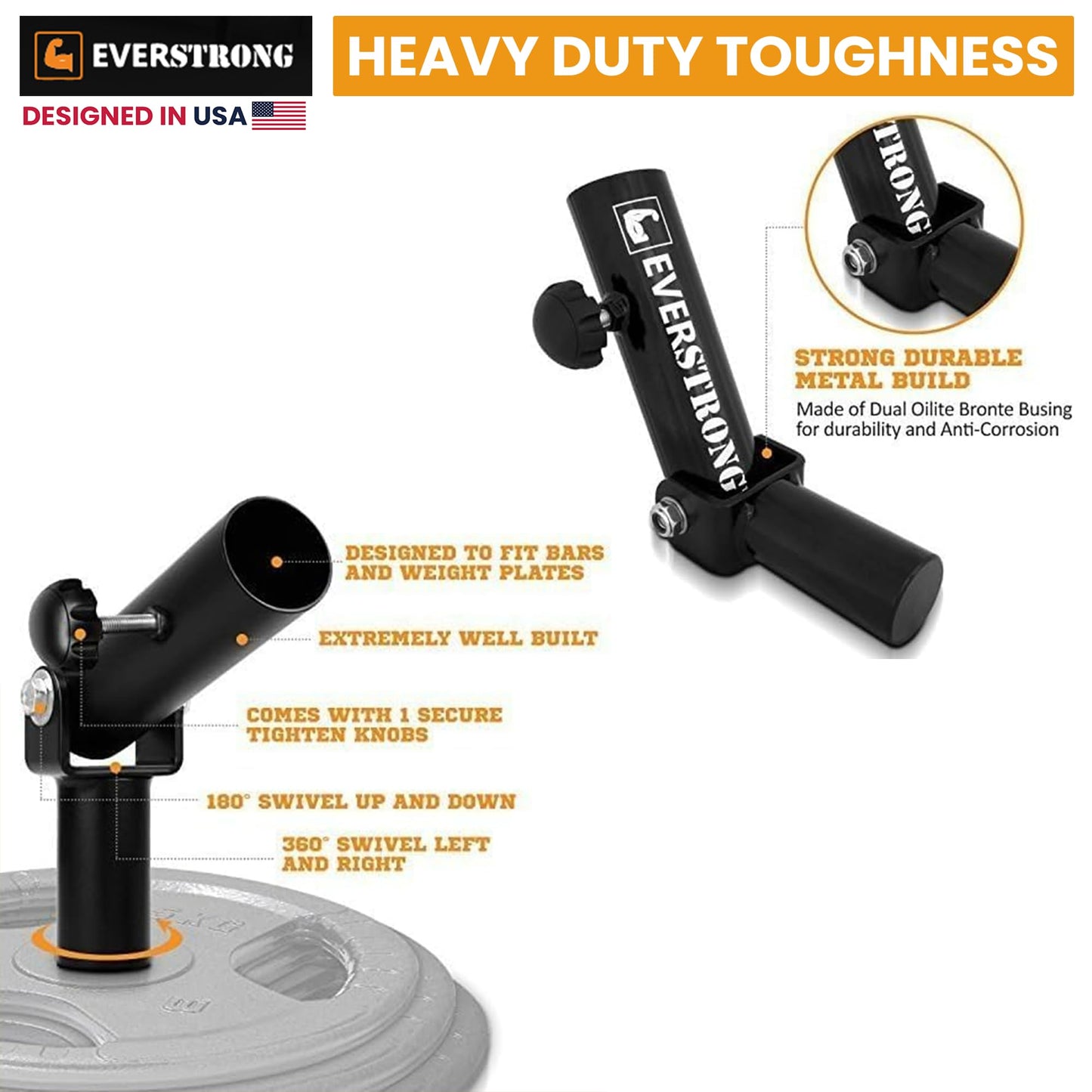 EVERSTRONG T Bar Row Attachment with V Bar Attachment Landmine Handle - 360 Swivel Landmine Attachment for Barbell for Full-Body Workout in Home Gym - Small Spaces - Deadlifts Squats Landmine Stand
