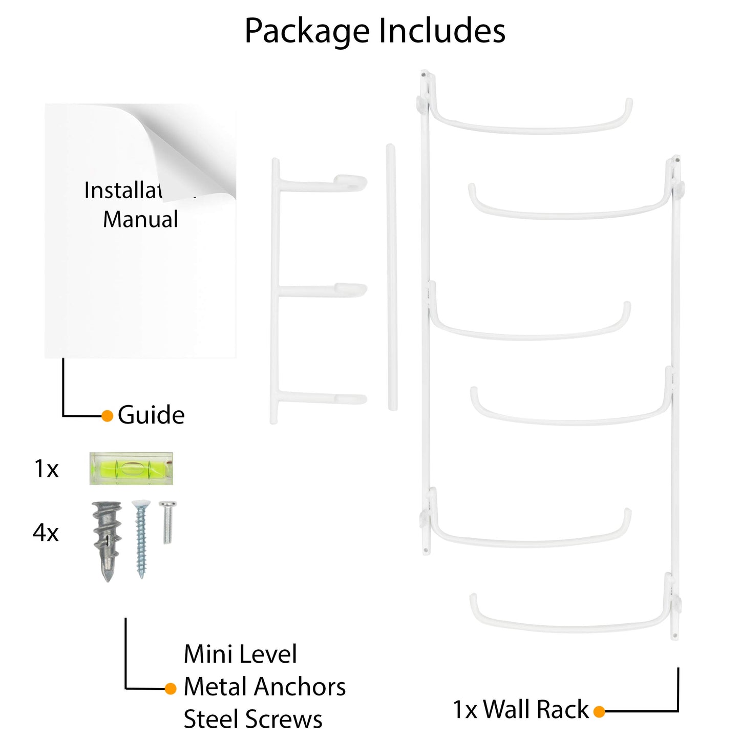 Wallniture Guru Wall Mount Yoga Mat Foam Roller and Towel Rack with 3 Hooks for Hanging Yoga Strap and Resistance Bands, 3-Sectional Metal