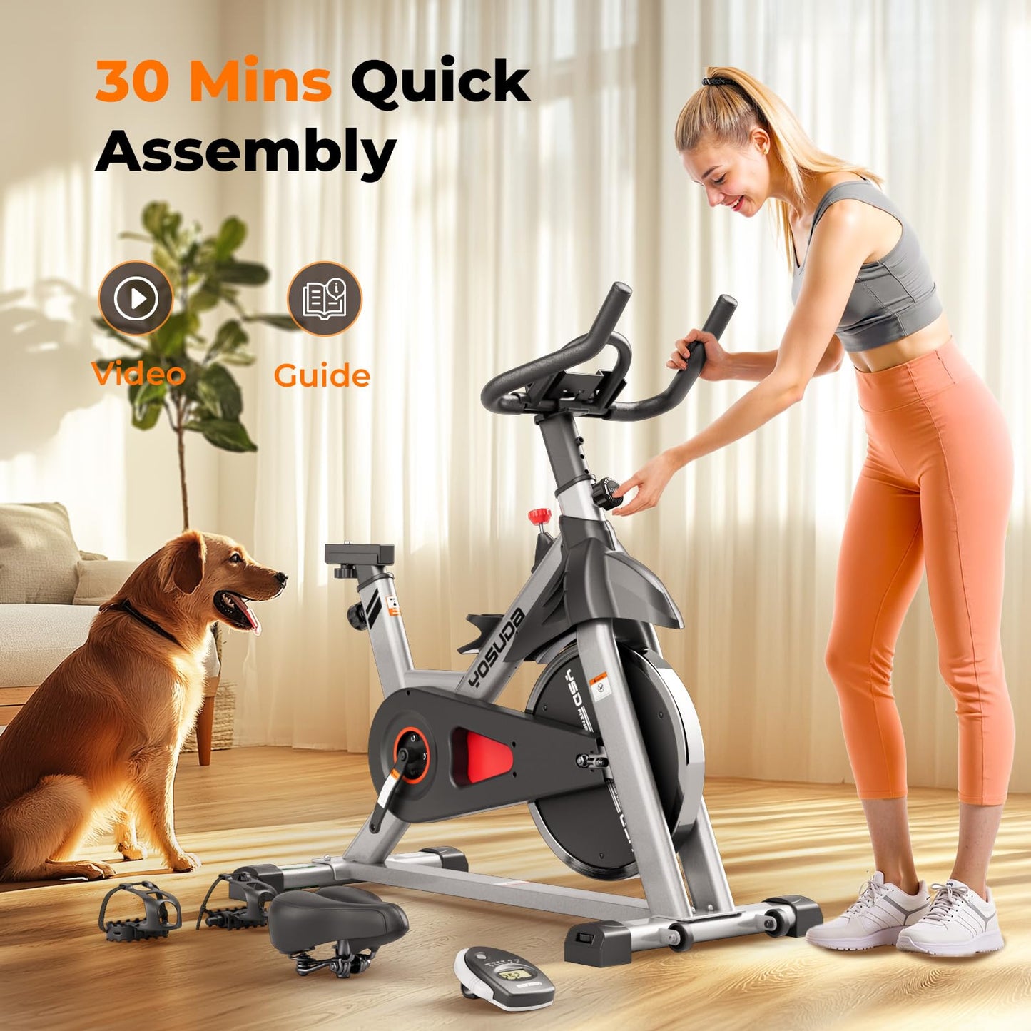 YOSUDA Indoor Cycling Bike Brake Pad/Magnetic Stationary Bike - Cycle Bike with Tablet Mount & Comfortable Seat Cushion
