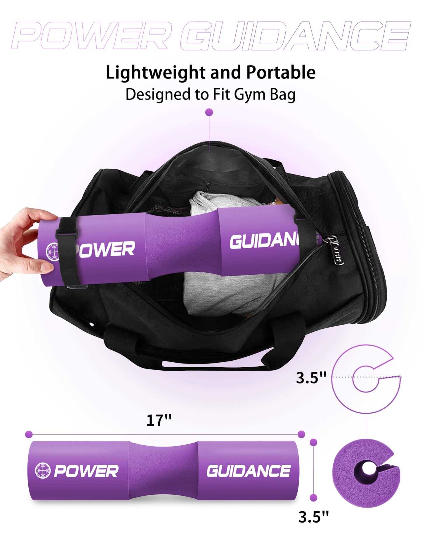 POWER GUIDANCE Barbell Squat Pad - Neck & Shoulder Protective Pad - Great for Squats, Lunges, Hip Thrusts, Weight Lifting & More - Fit Standard and Olympic Bars Perfectly