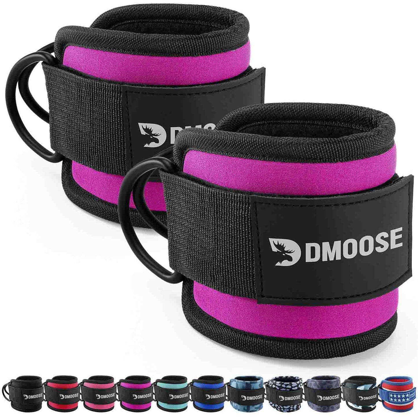 DMoose Fitness Ankle Straps for Cable Machines - One Size Fit with Premium Padding, Glute Kickback Ankle Strap for Women & Men, Cable Attachments for Gym, Booty Workouts, Leg Extension & Hip Abductors