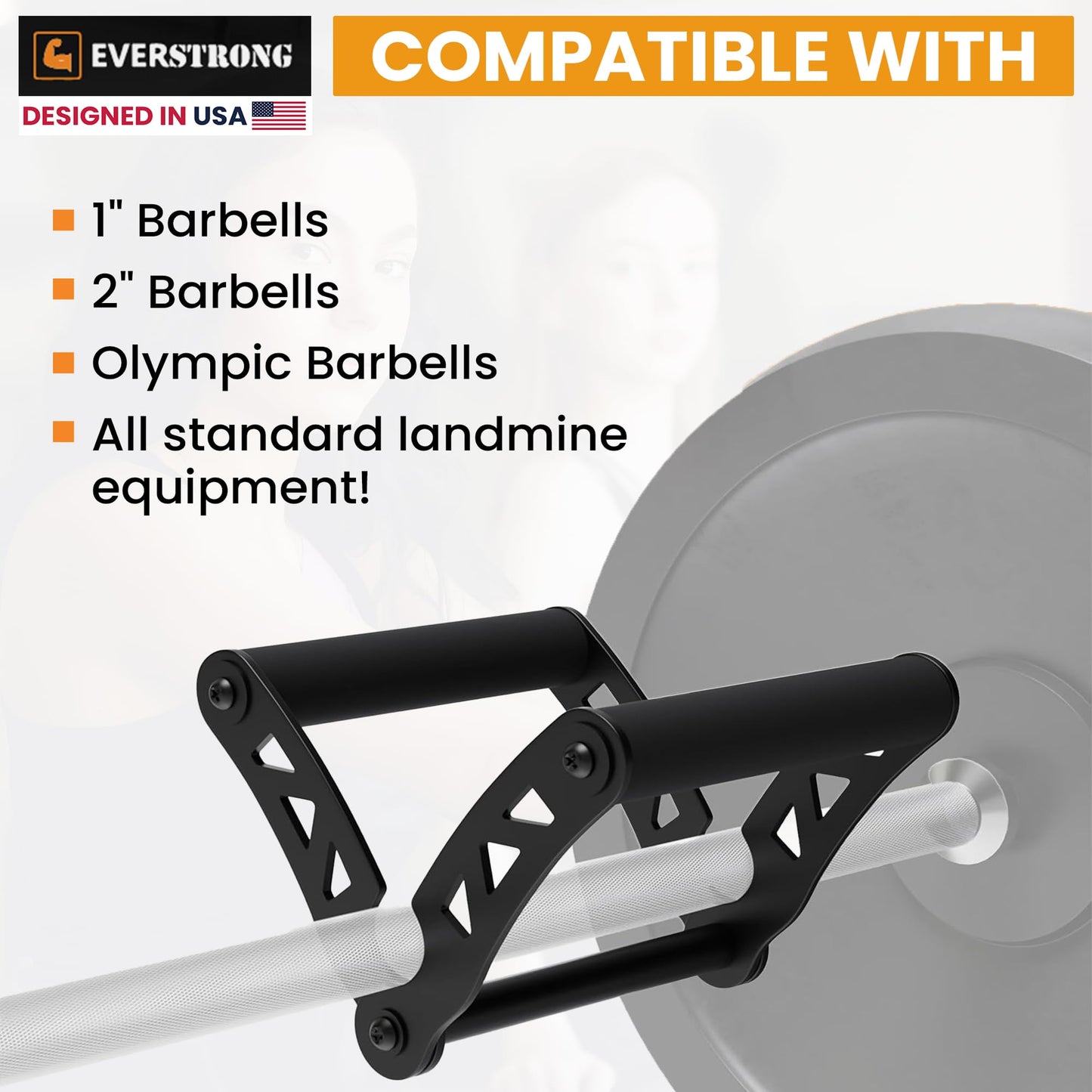 EVERSTRONG T Bar Row Attachment with V Bar Attachment Landmine Handle - 360 Swivel Landmine Attachment for Barbell for Full-Body Workout in Home Gym - Small Spaces - Deadlifts Squats Landmine Stand