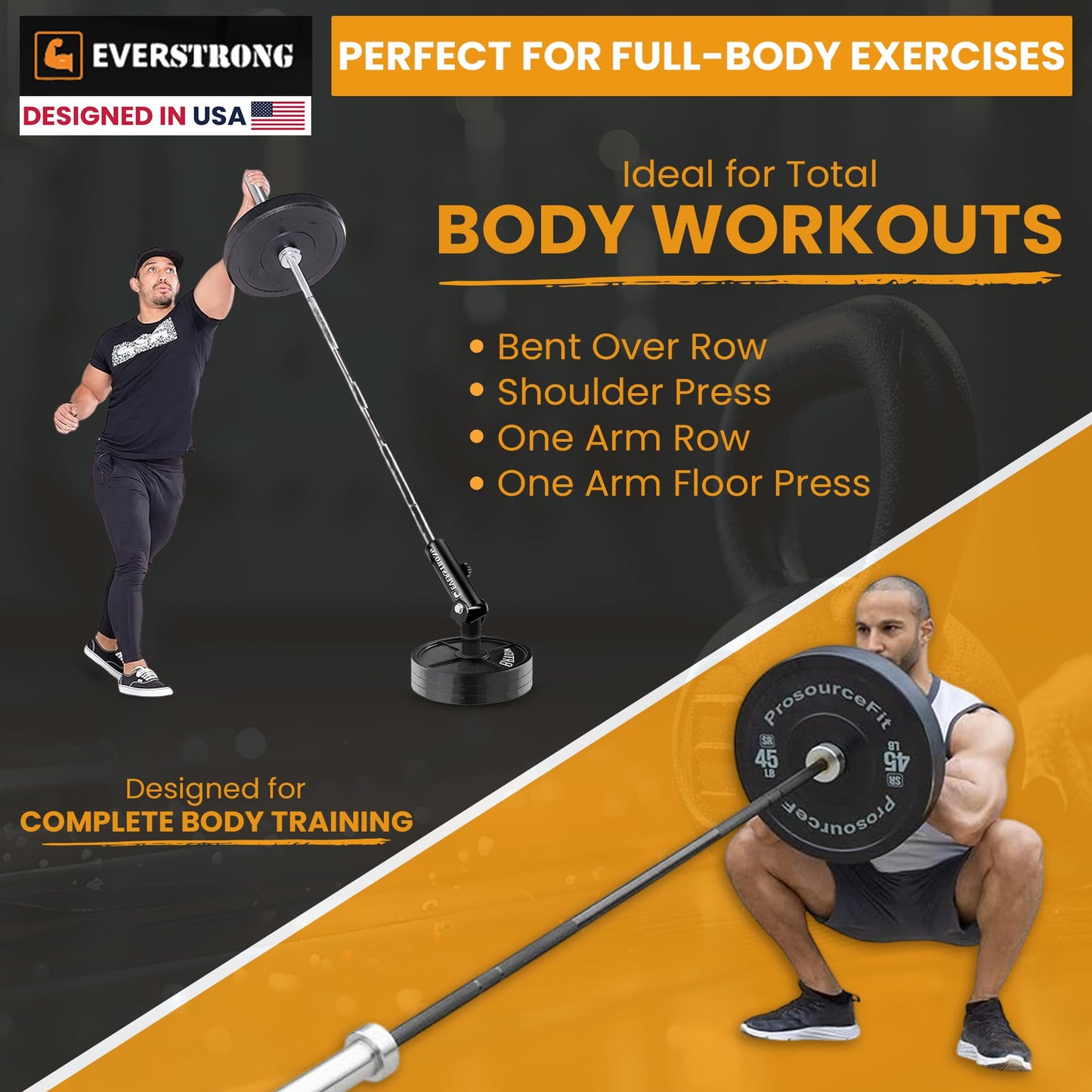 EVERSTRONG T Bar Row Attachment with V Bar Attachment Landmine Handle - 360 Swivel Landmine Attachment for Barbell for Full-Body Workout in Home Gym - Small Spaces - Deadlifts Squats Landmine Stand
