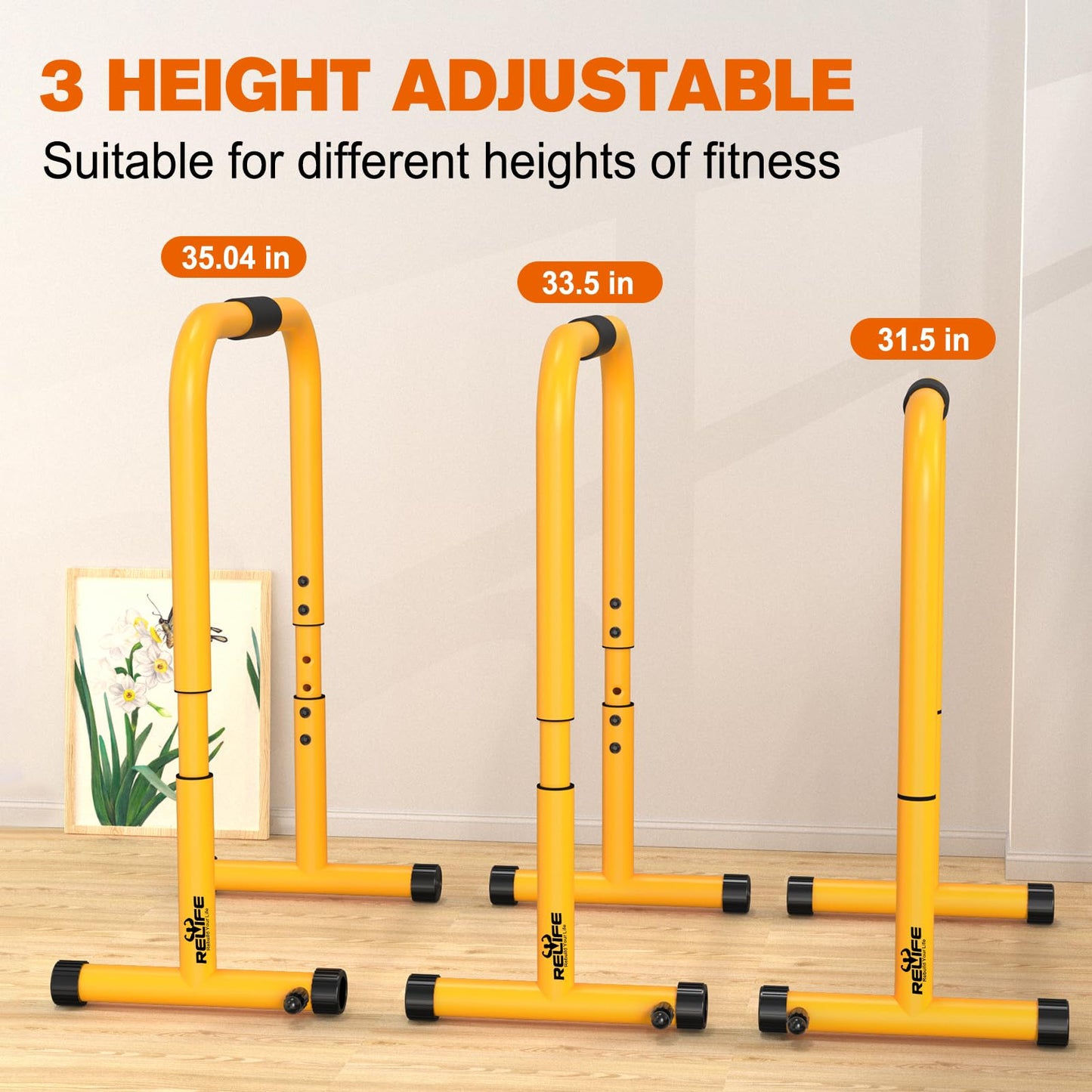 RELIFE REBUILD YOUR LIFE Dip Station Functional Heavy Duty Dip Stands Fitness Workout Dip bar Station Stabilizer Parallette Push Up Stand