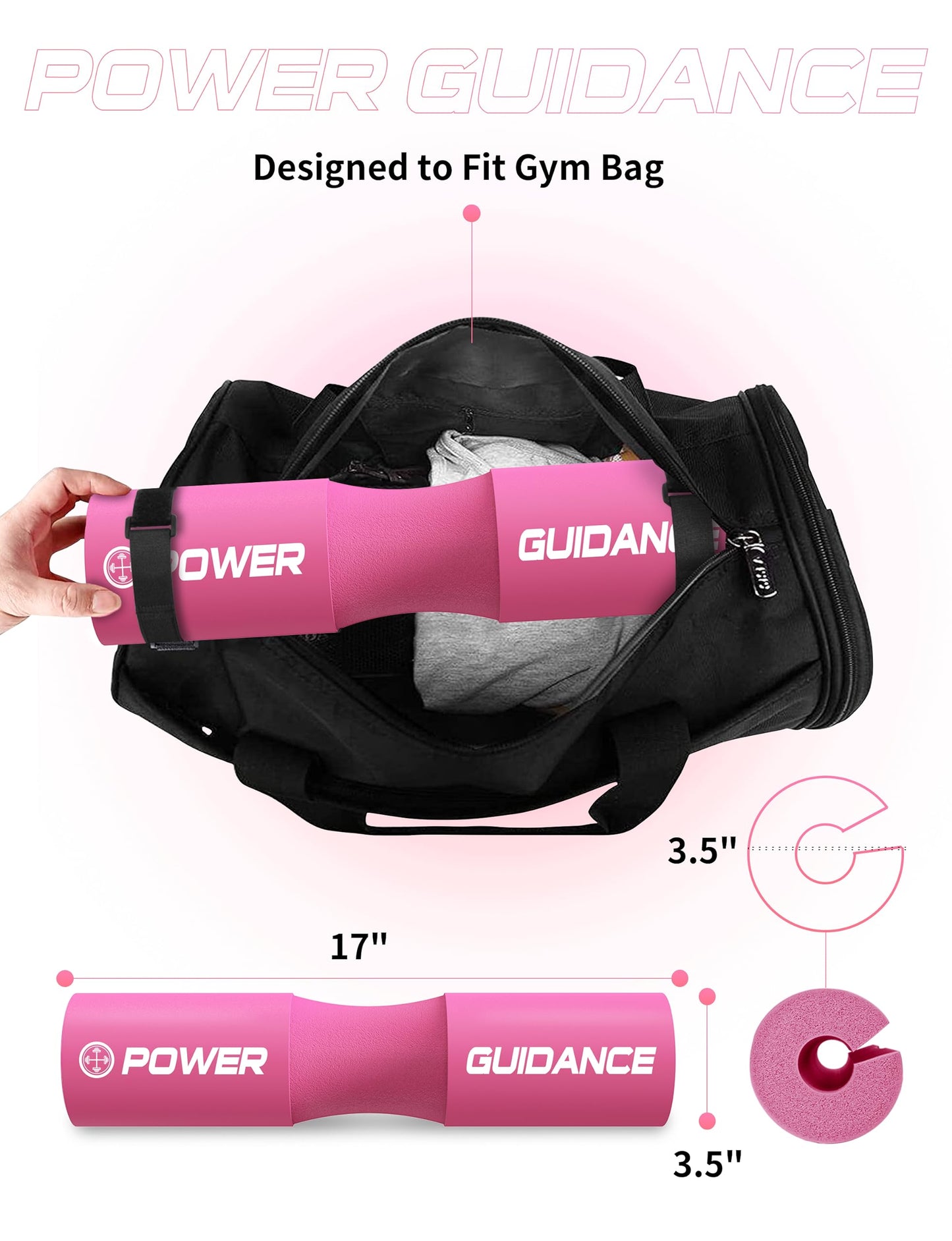 POWER GUIDANCE Barbell Squat Pad - Neck & Shoulder Protective Pad - Great for Squats, Lunges, Hip Thrusts, Weight Lifting & More - Fit Standard and Olympic Bars Perfectly
