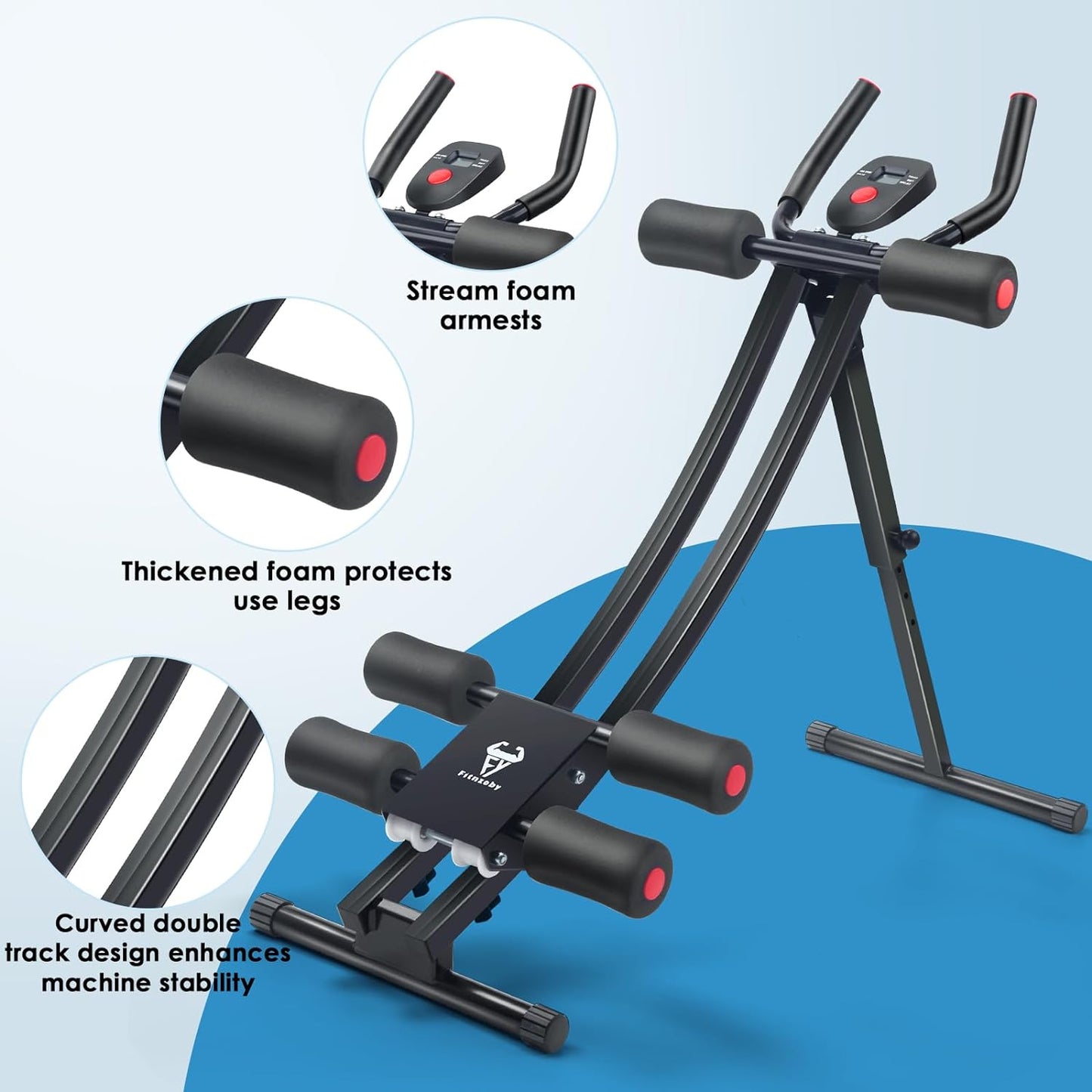 Abdominal Trainers, Adjustable AB Machine at Home or Gym for Core Strength Training, Ab Cruncher Foldable Fitness Gear for Men and Women Exercise &Workout