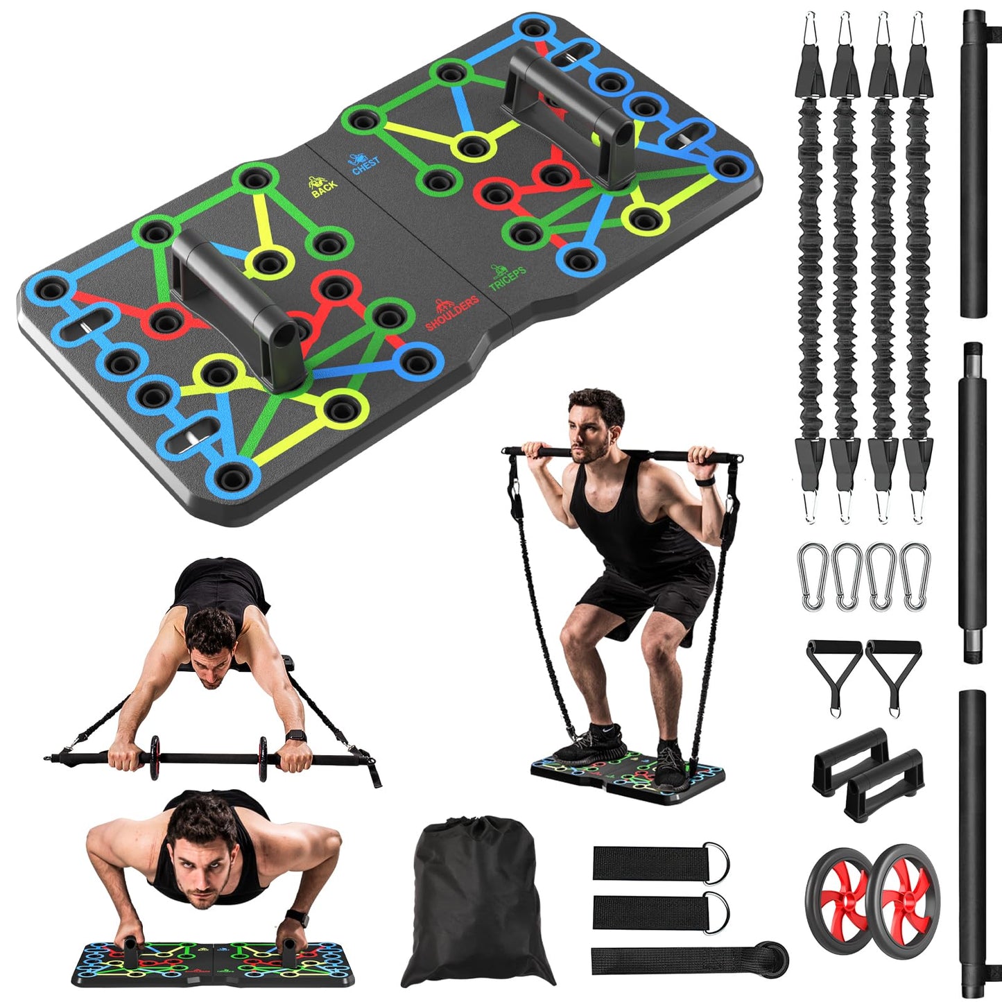 AERLANG Push Up Board, Portable Multi-Function Foldable 10 in 1 Push Up Bar, Push up Handles for Floor,Professional Push Up Strength Training Equipment