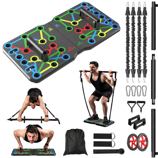AERLANG Push Up Board, Portable Multi-Function Foldable 10 in 1 Push Up Bar, Push up Handles for Floor,Professional Push Up Strength Training Equipment