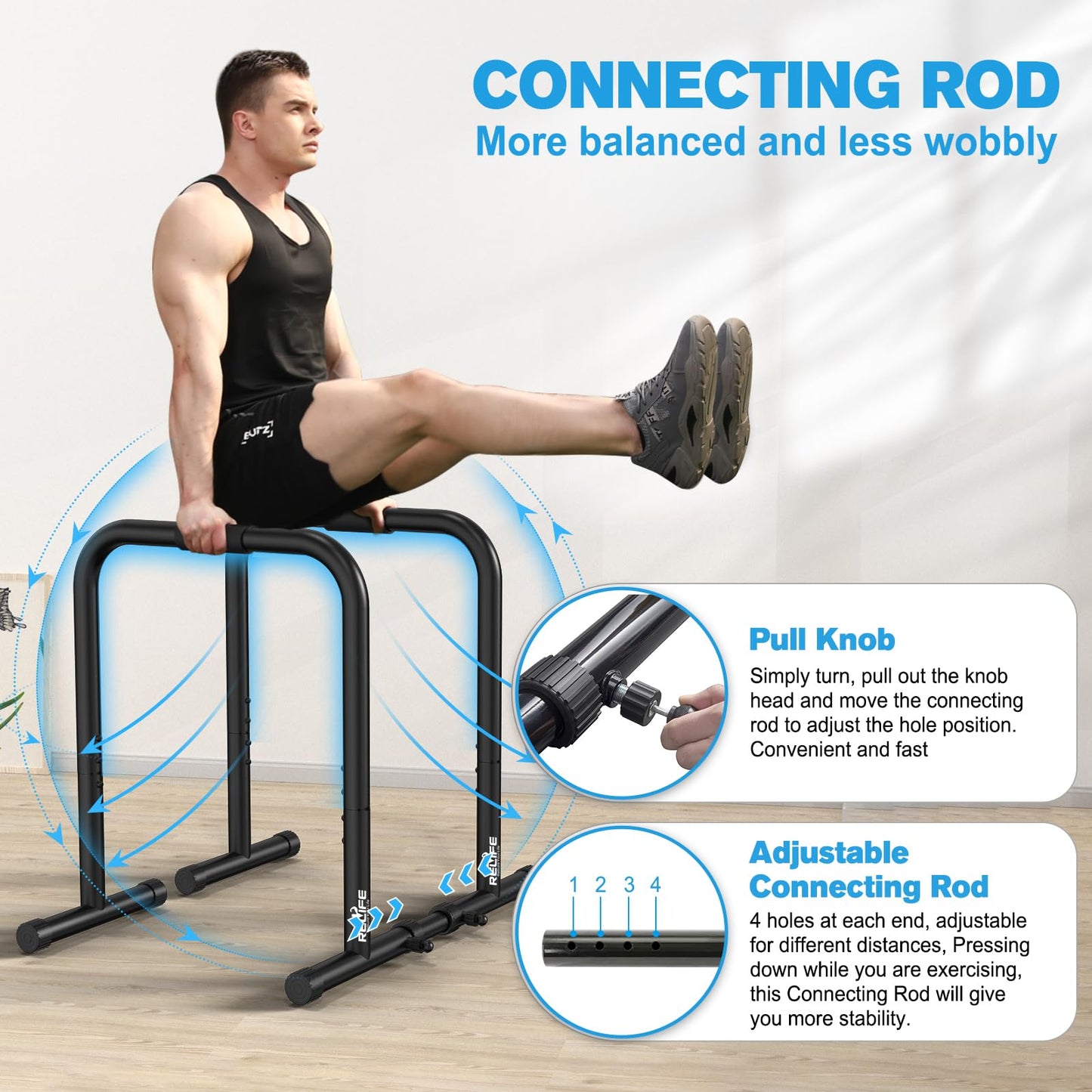 RELIFE REBUILD YOUR LIFE Dip Station Functional Heavy Duty Dip Stands Fitness Workout Dip bar Station Stabilizer Parallette Push Up Stand