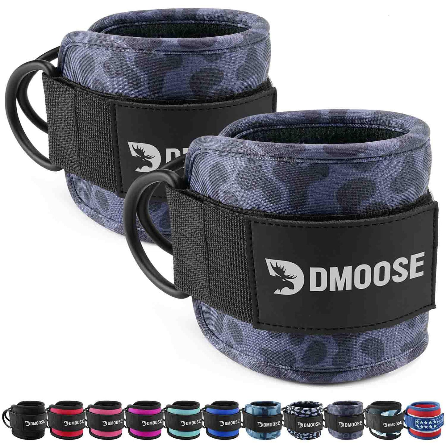 DMoose Fitness Ankle Straps for Cable Machines - One Size Fit with Premium Padding, Glute Kickback Ankle Strap for Women & Men, Cable Attachments for Gym, Booty Workouts, Leg Extension & Hip Abductors