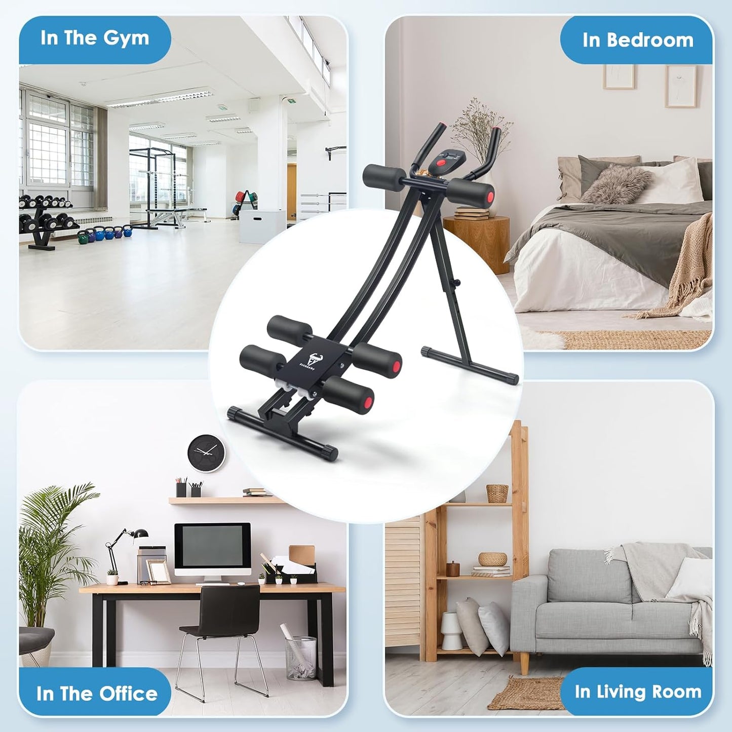 Abdominal Trainers, Adjustable AB Machine at Home or Gym for Core Strength Training, Ab Cruncher Foldable Fitness Gear for Men and Women Exercise &Workout