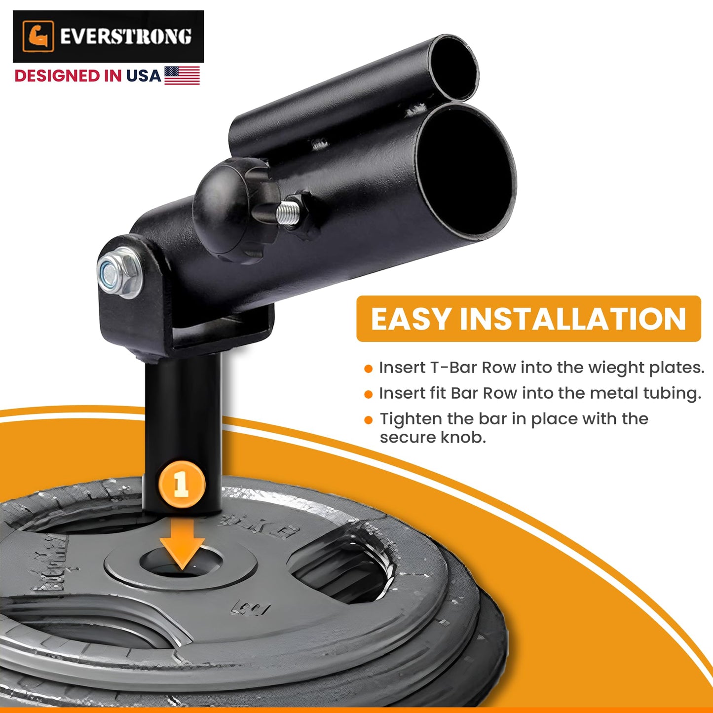 EVERSTRONG T Bar Row Attachment with V Bar Attachment Landmine Handle - 360 Swivel Landmine Attachment for Barbell for Full-Body Workout in Home Gym - Small Spaces - Deadlifts Squats Landmine Stand