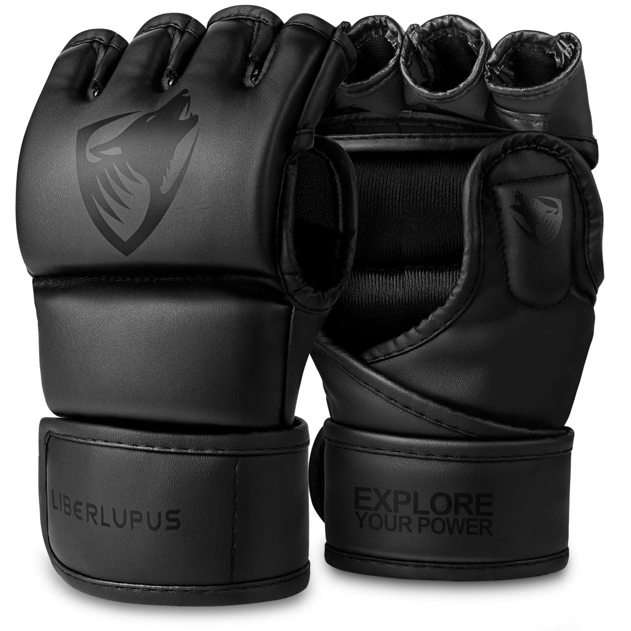 LIBERLUPUS MMA Gloves for Men – Kickboxing, Muay Thai, Light Sparring& Heavy Bag Training Gloves – Open Palm Martial Arts Gloves