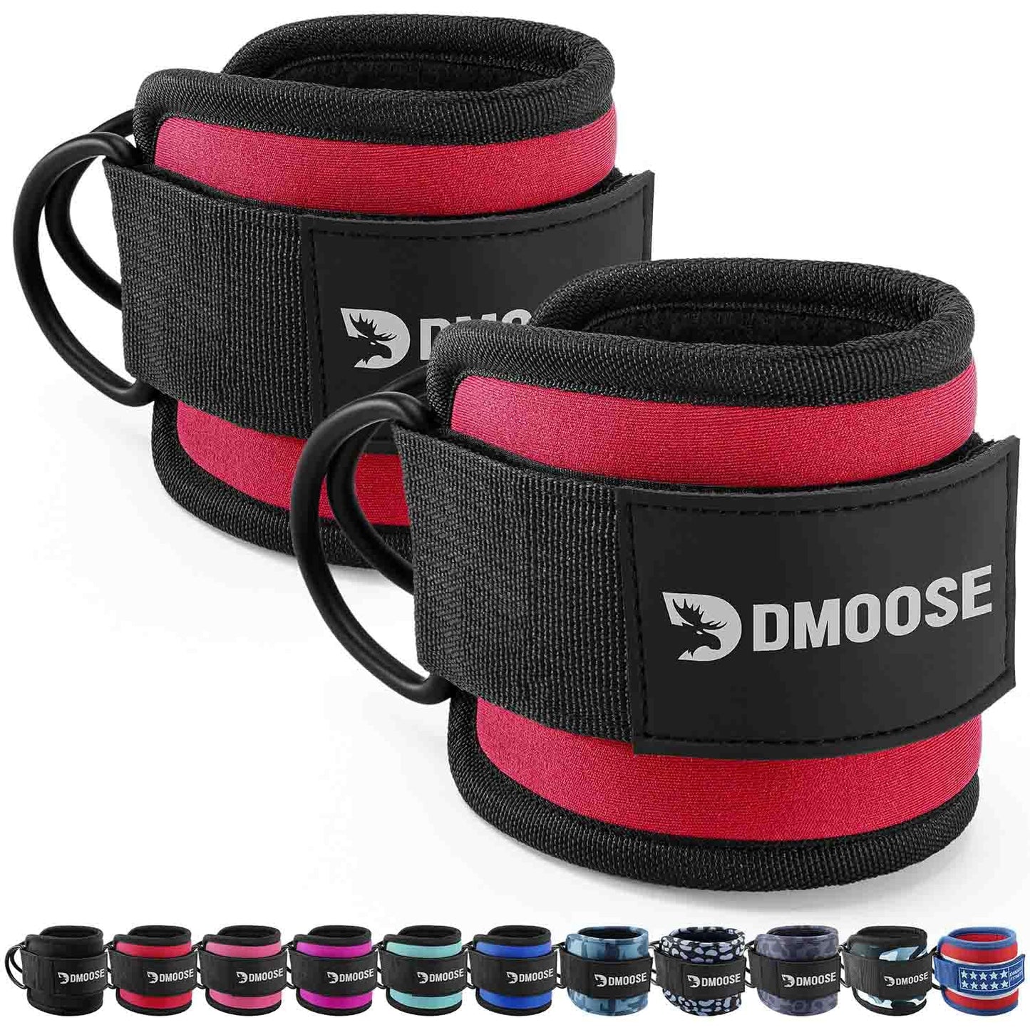DMoose Fitness Ankle Straps for Cable Machines - One Size Fit with Premium Padding, Glute Kickback Ankle Strap for Women & Men, Cable Attachments for Gym, Booty Workouts, Leg Extension & Hip Abductors