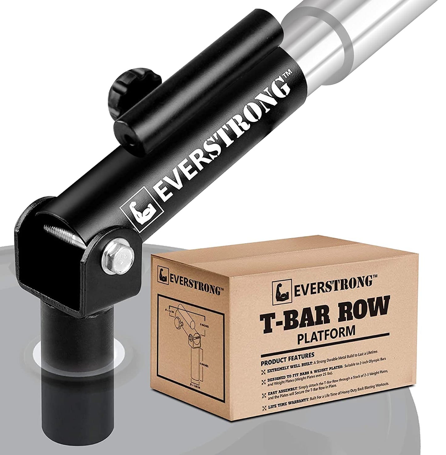 EVERSTRONG T Bar Row Attachment with V Bar Attachment Landmine Handle - 360 Swivel Landmine Attachment for Barbell for Full-Body Workout in Home Gym - Small Spaces - Deadlifts Squats Landmine Stand