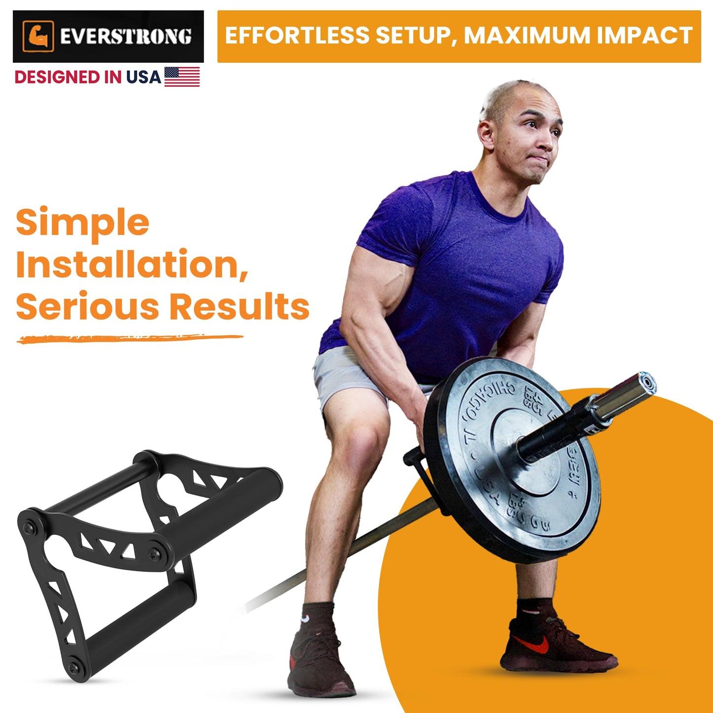 EVERSTRONG T Bar Row Attachment with V Bar Attachment Landmine Handle - 360 Swivel Landmine Attachment for Barbell for Full-Body Workout in Home Gym - Small Spaces - Deadlifts Squats Landmine Stand