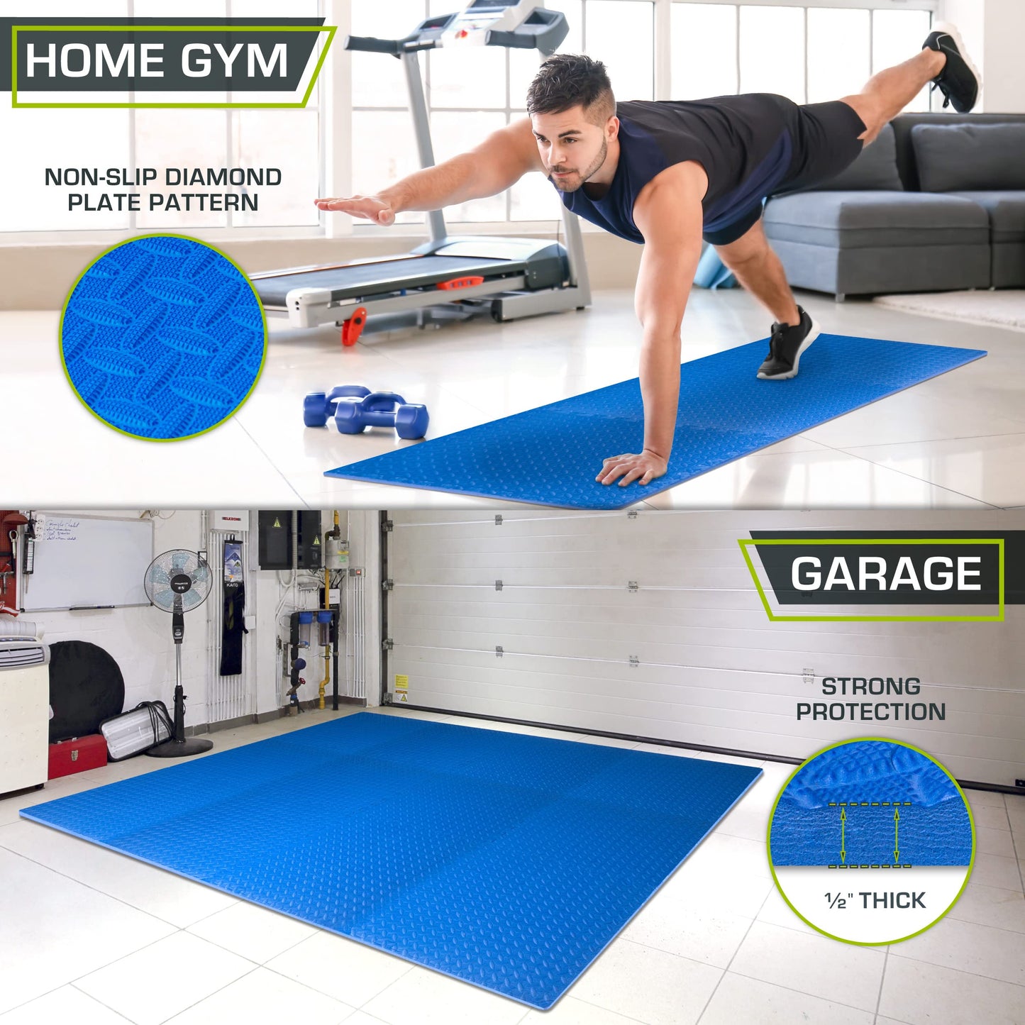 ProsourceFit Puzzle Exercise Mat ½ in, EVA Interlocking Foam Floor Tiles for Home Gym, Mat for Home Workout Equipment, Floor Padding for Kids.