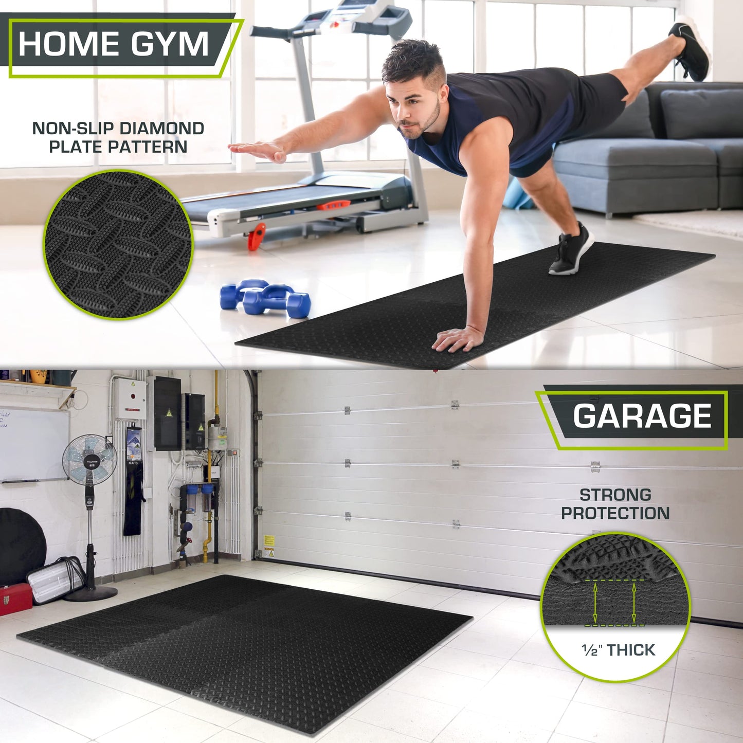 ProsourceFit Puzzle Exercise Mat ½ in, EVA Interlocking Foam Floor Tiles for Home Gym, Mat for Home Workout Equipment, Floor Padding for Kids.