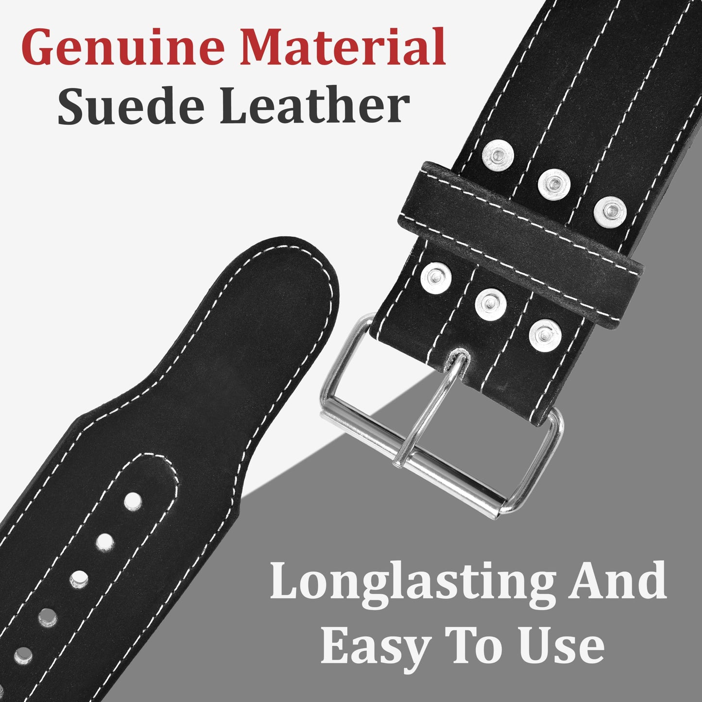 Single Prong Powerlifting Belt for Men & Women-Premium Leather 4”Wide 10mm Thick Weightlifting Belt for Back Support & Stability-Adjustable Gym Belt for Squats, Deadlifts & Heavy Lifts