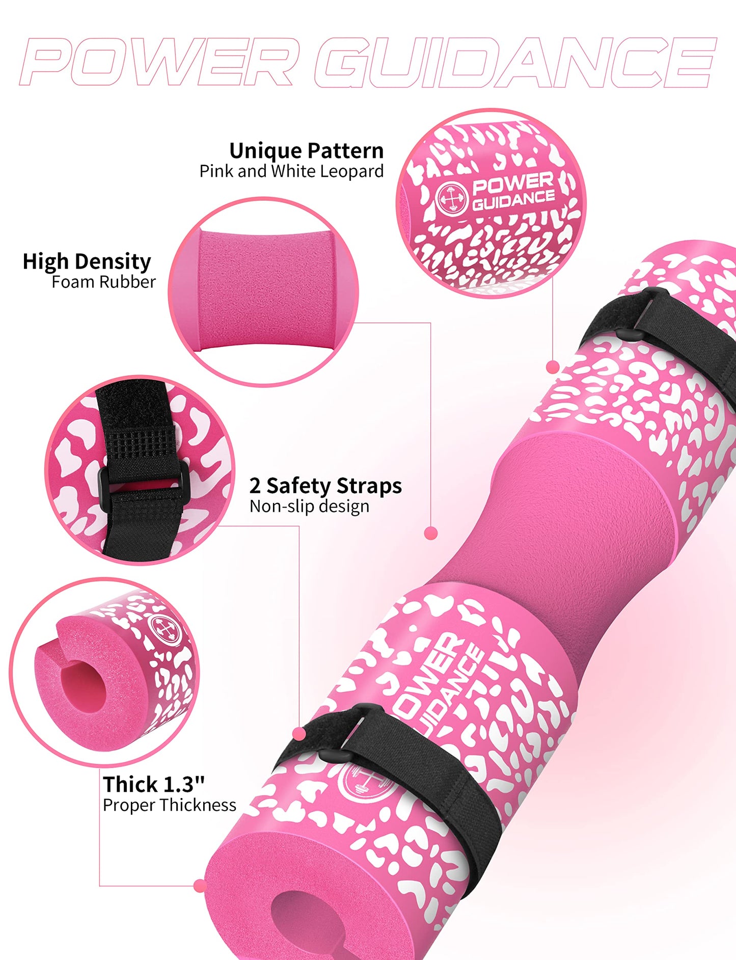 POWER GUIDANCE Barbell Squat Pad - Neck & Shoulder Protective Pad - Great for Squats, Lunges, Hip Thrusts, Weight Lifting & More - Fit Standard and Olympic Bars Perfectly
