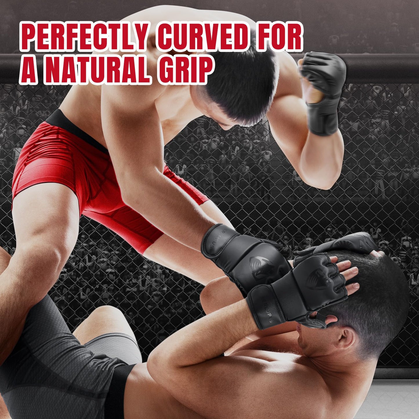 LIBERLUPUS MMA Gloves for Men – Kickboxing, Muay Thai, Light Sparring& Heavy Bag Training Gloves – Open Palm Martial Arts Gloves