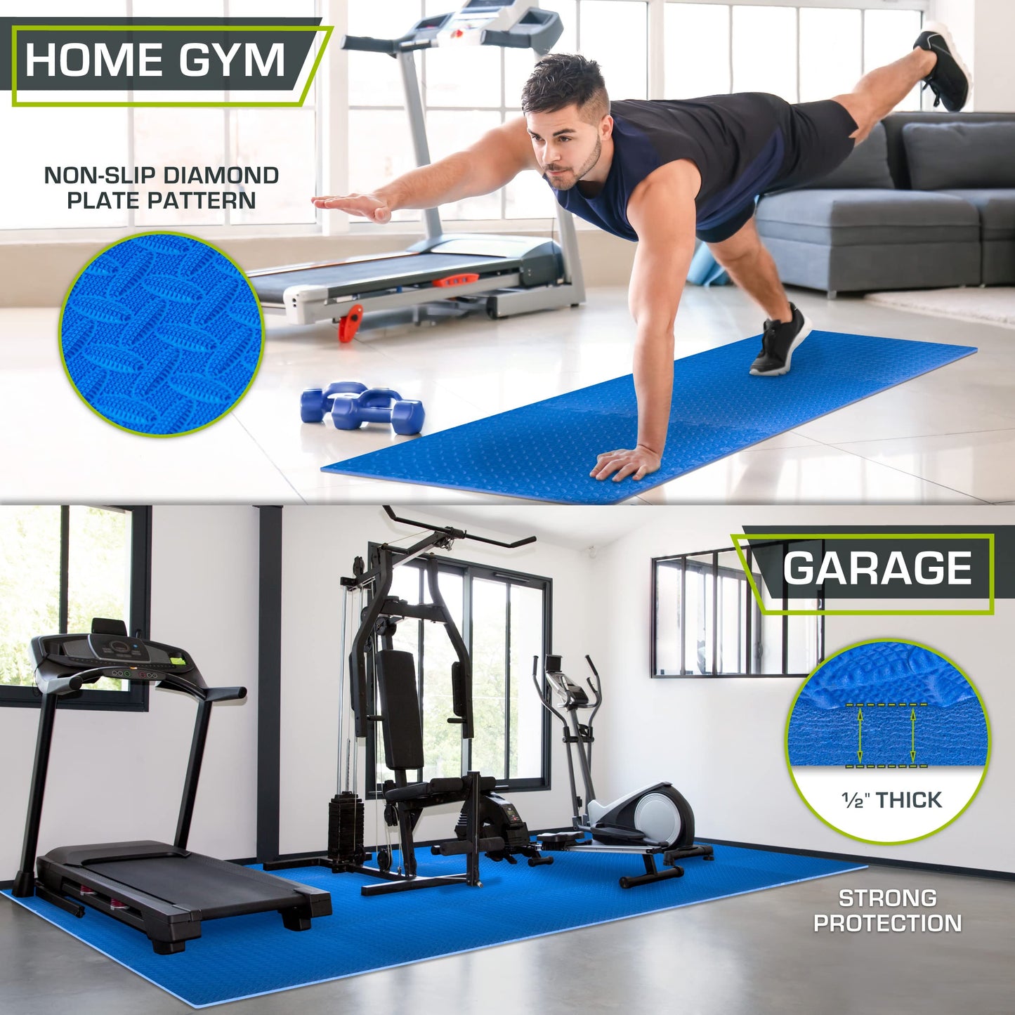 ProsourceFit Puzzle Exercise Mat ½ in, EVA Interlocking Foam Floor Tiles for Home Gym, Mat for Home Workout Equipment, Floor Padding for Kids.
