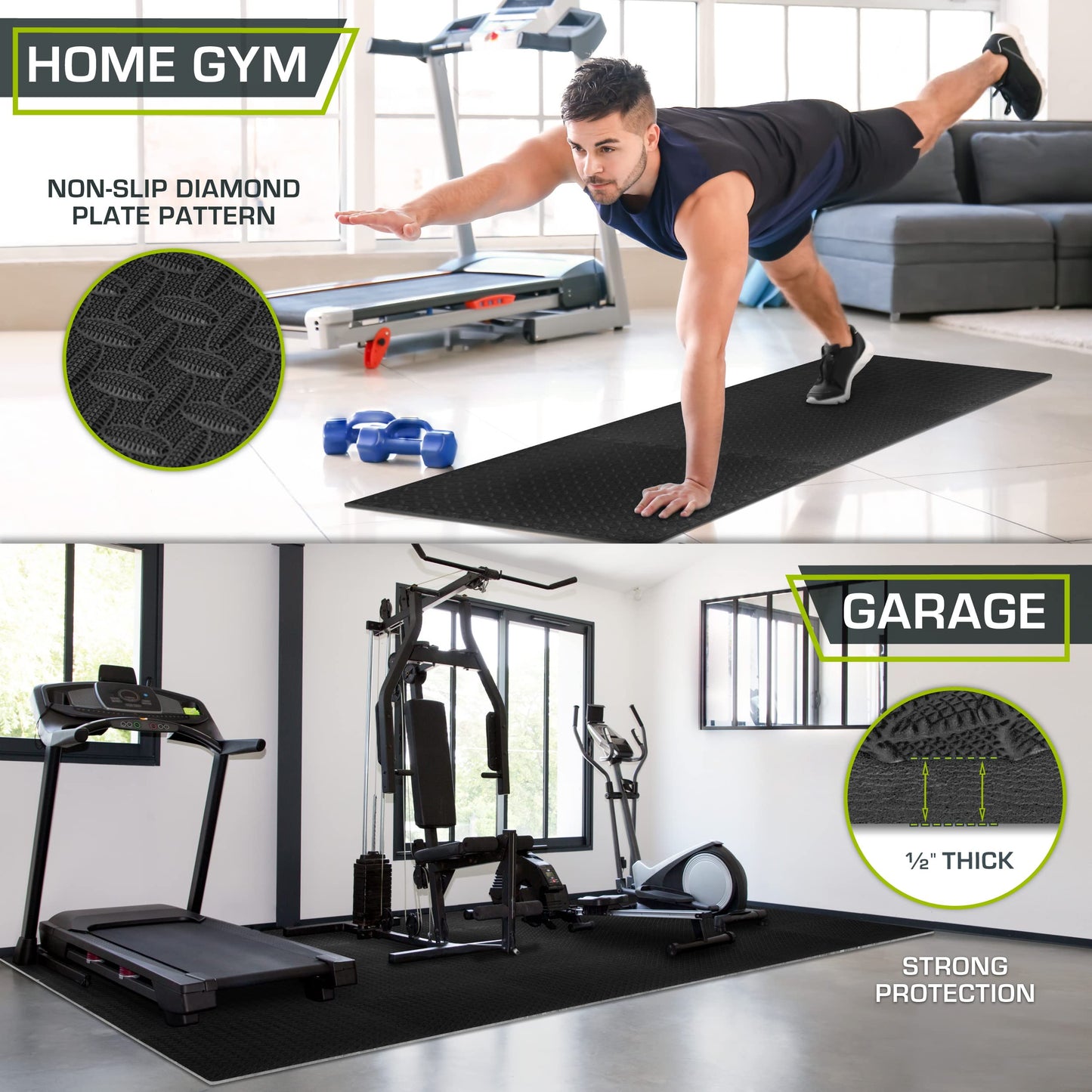 ProsourceFit Puzzle Exercise Mat ½ in, EVA Interlocking Foam Floor Tiles for Home Gym, Mat for Home Workout Equipment, Floor Padding for Kids.