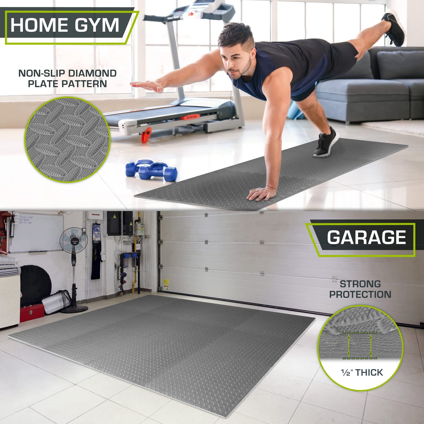 ProsourceFit Puzzle Exercise Mat ½ in, EVA Interlocking Foam Floor Tiles for Home Gym, Mat for Home Workout Equipment, Floor Padding for Kids.