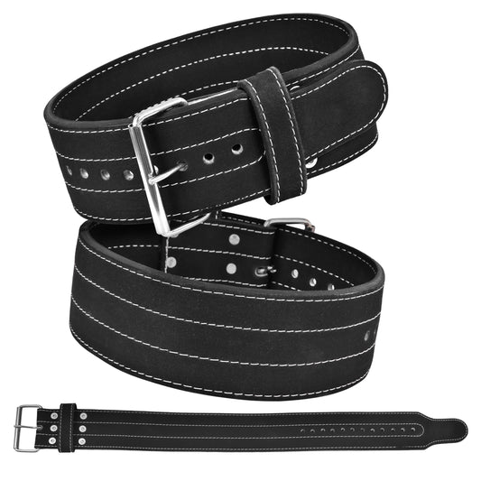 Single Prong Powerlifting Belt for Men & Women-Premium Leather 4”Wide 10mm Thick Weightlifting Belt for Back Support & Stability-Adjustable Gym Belt for Squats, Deadlifts & Heavy Lifts